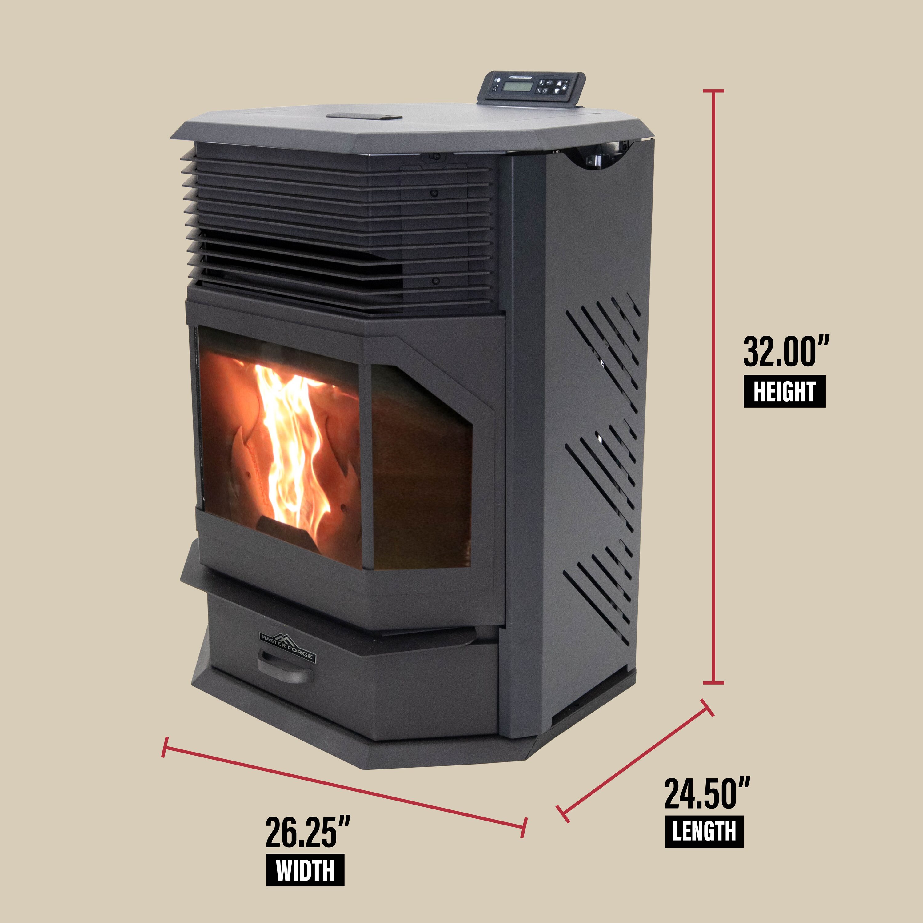 Master Forge 2500 Sq Ft Pellet Stove With 80 Lb Hopper EPA Approved   67133393 