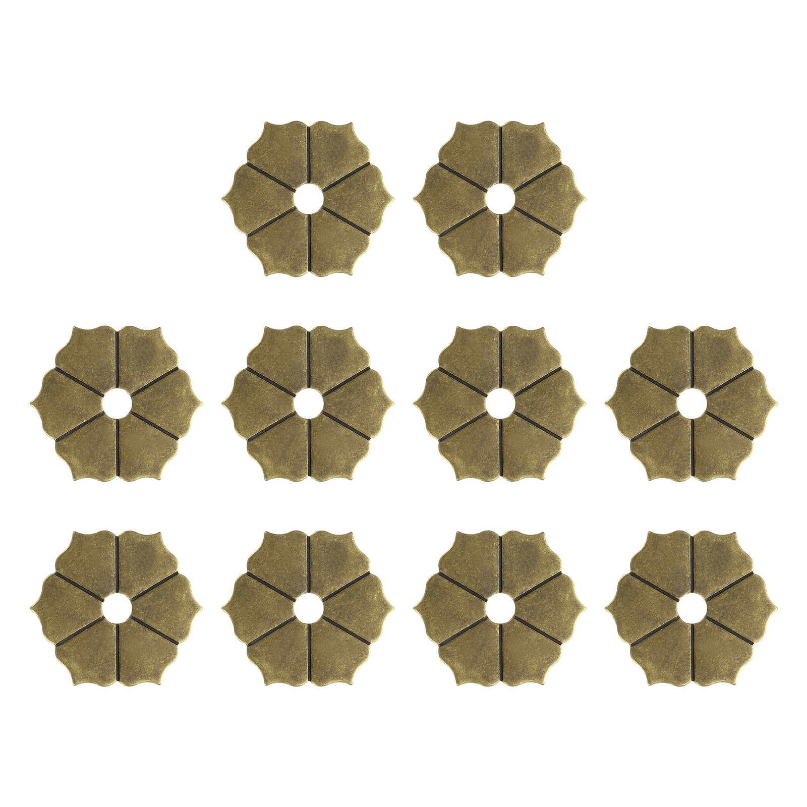 Unique Bargains 10pcs Cabinet Knob Backplate 1.38-Inch Hex Flower Shape Brass Backplate Washers Classical Furniture Decoration Gasket for Cabinet Drawer Cupboard Door Hardware(Bronze Tone) #S25093001UX3639