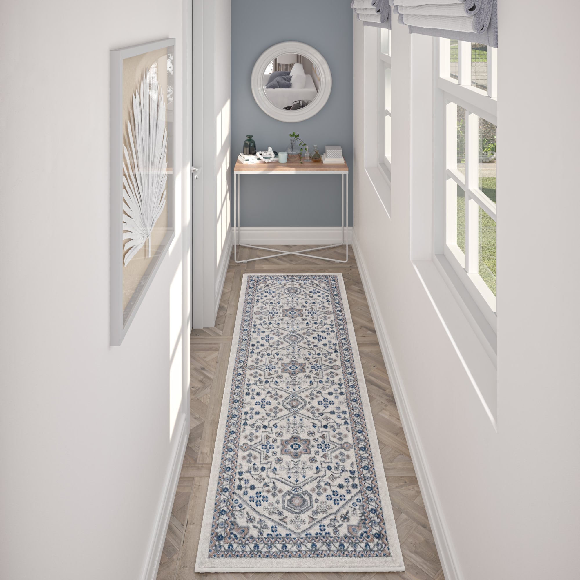 Tayse HMP4017 2X8 Hampton 2 x 8 (ft) Loomed Polypropylene Cream Rectangular Indoor Runner rug