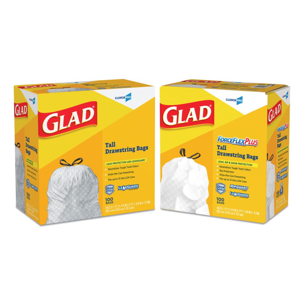 Glad 13-Gallons Gray Plastic Can Drawstring Trash Bag (400-Count