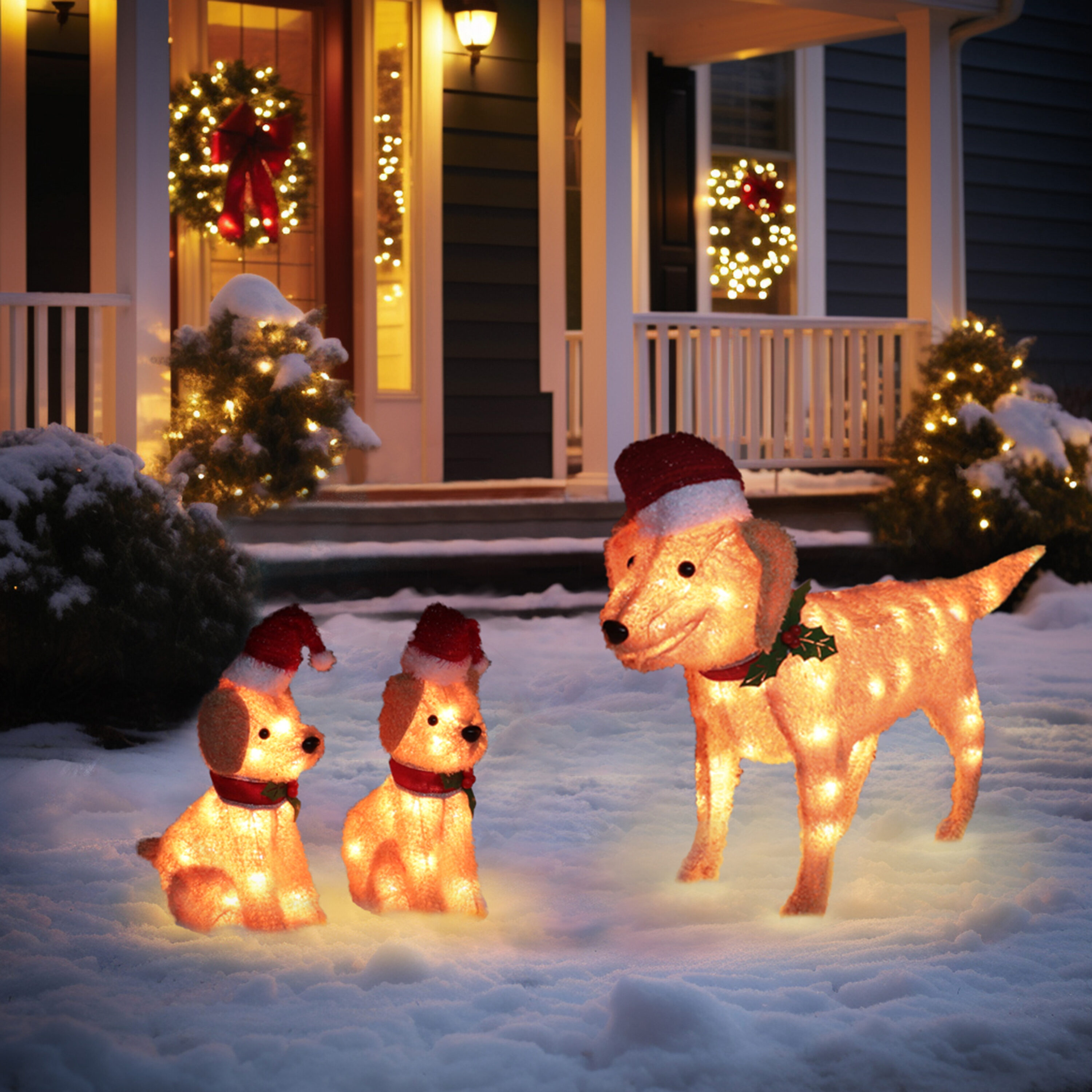 VEIKOUS 23.6-in Dog Free Standing Decoration with Clear Incandescent ...