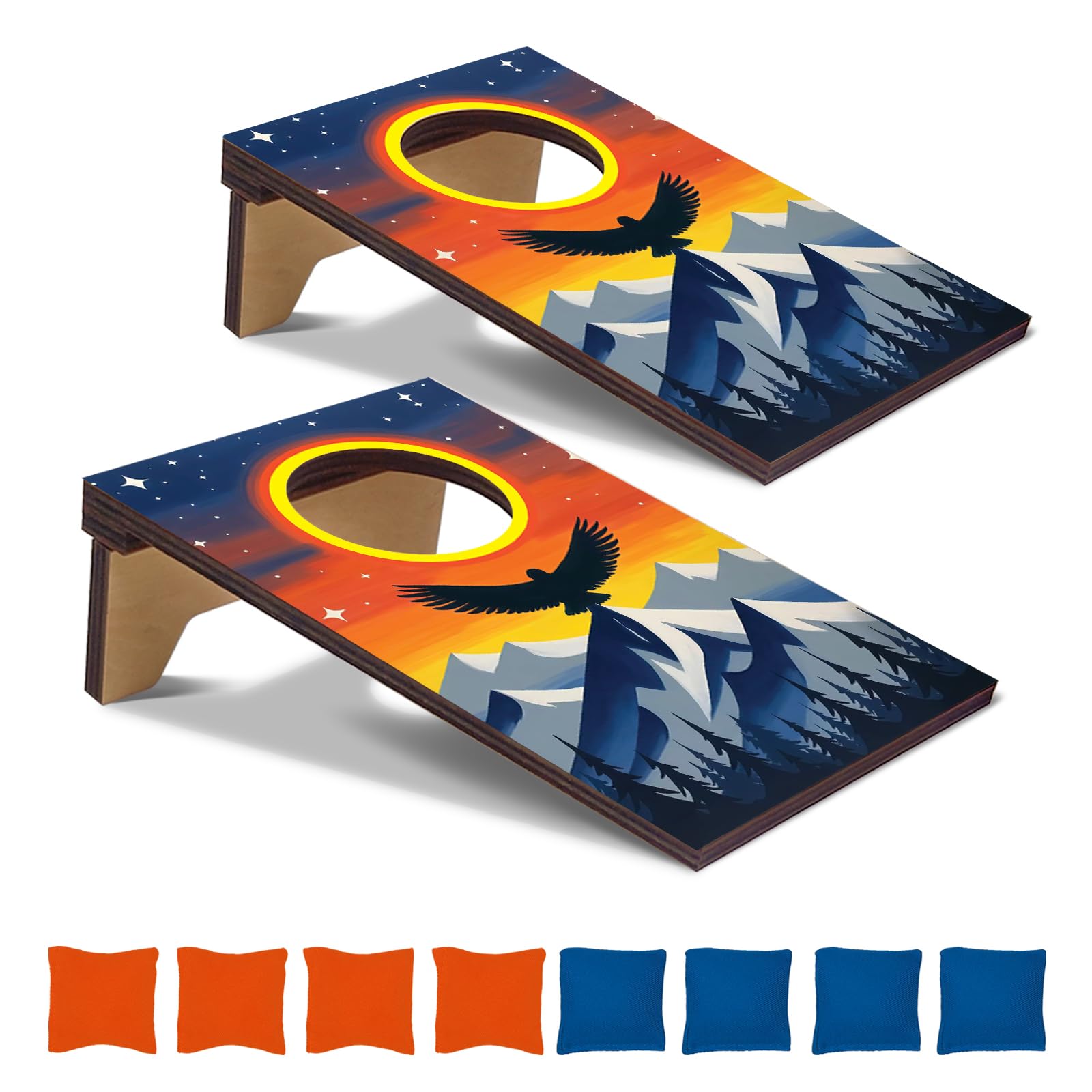 Adrinfly -  Mini Tabletop Cornhole Boards Set of 2 Wooden Desktop Toss Game with 8 Bean Bags Port...