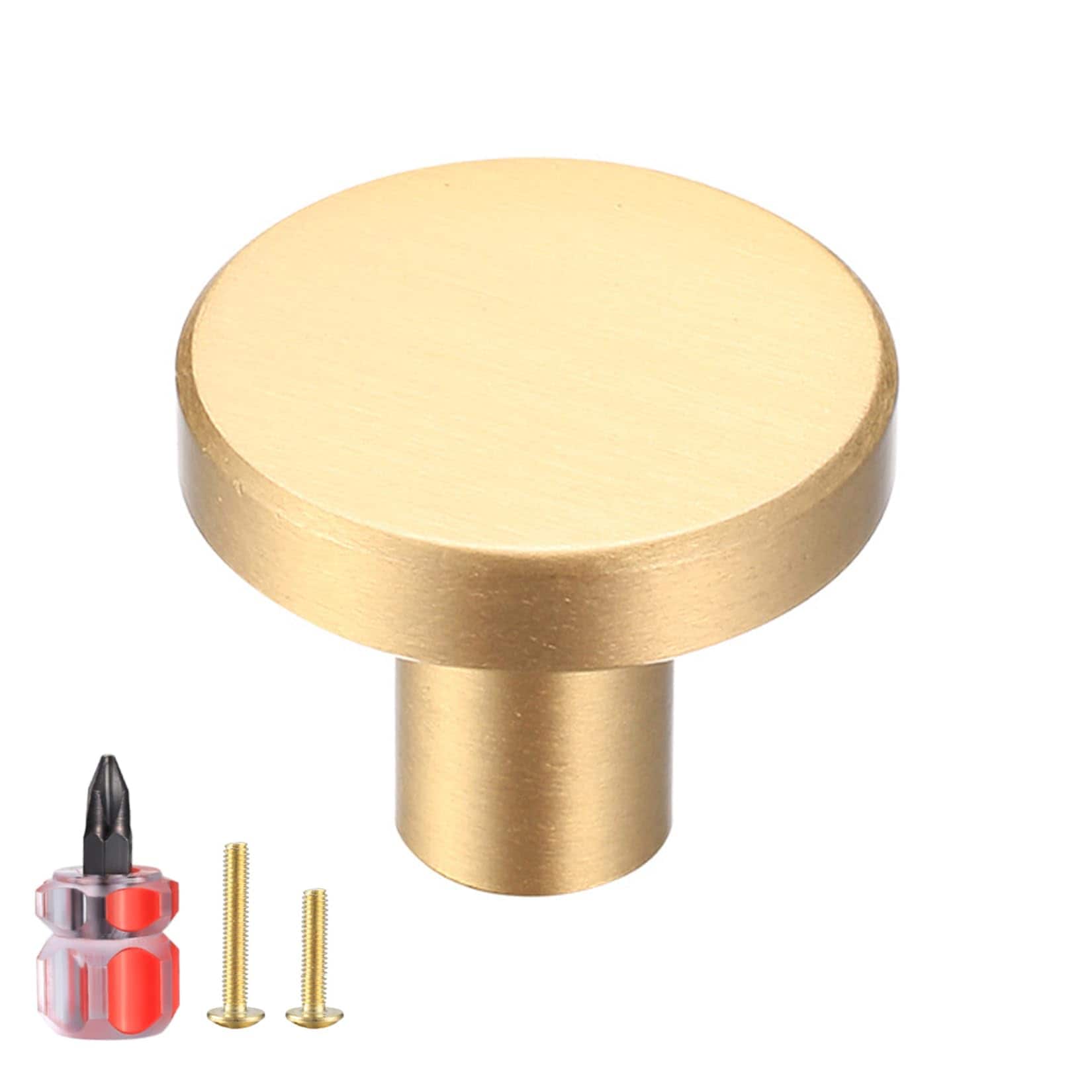 Aoibox  Brushed brass round cabinet knobs 8 pack gold finish kitchen dresser drawer and wardrobe door pulls Unit