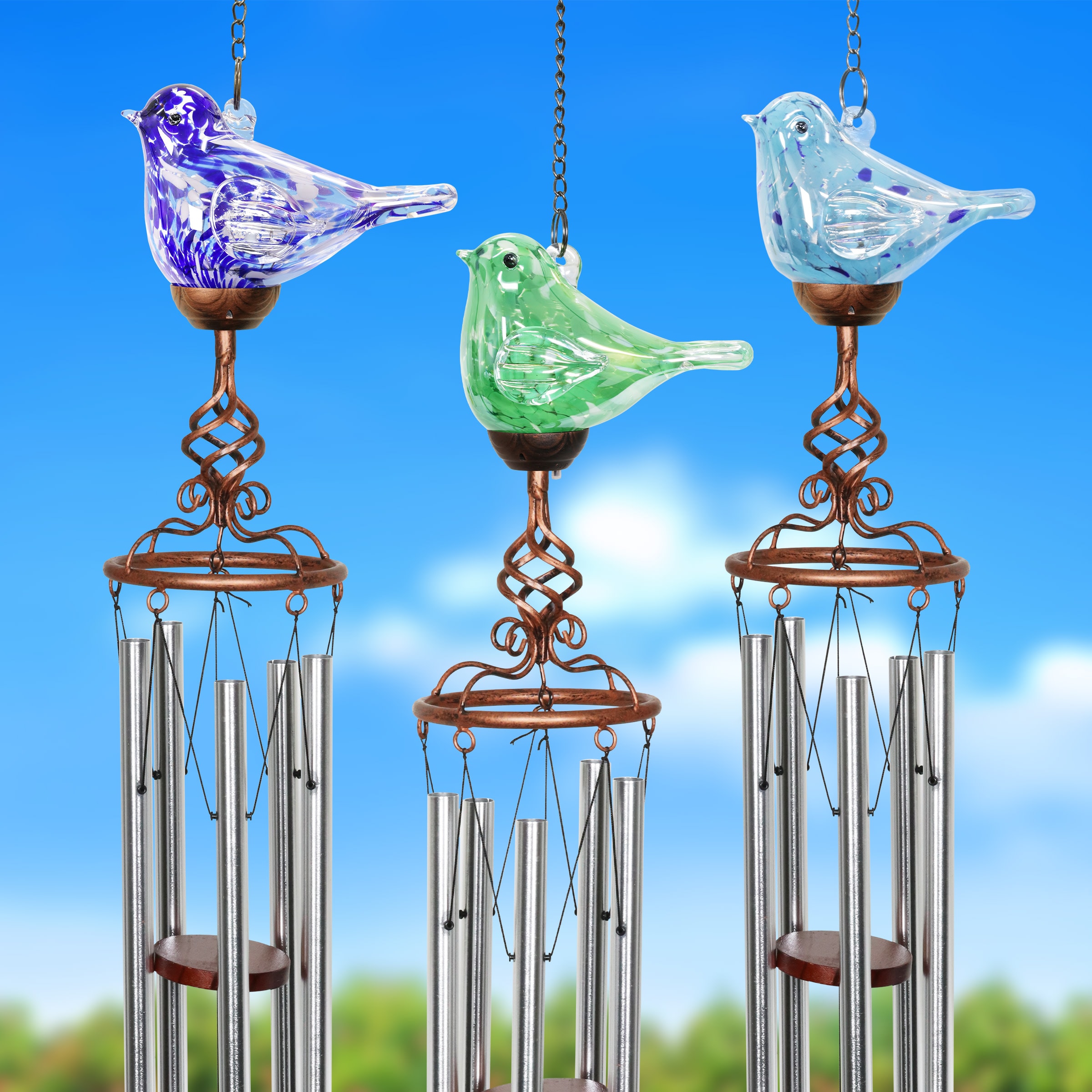 Exhart 46.25-in Multi Color Metal Wind Chime 40403 at Lowes.com