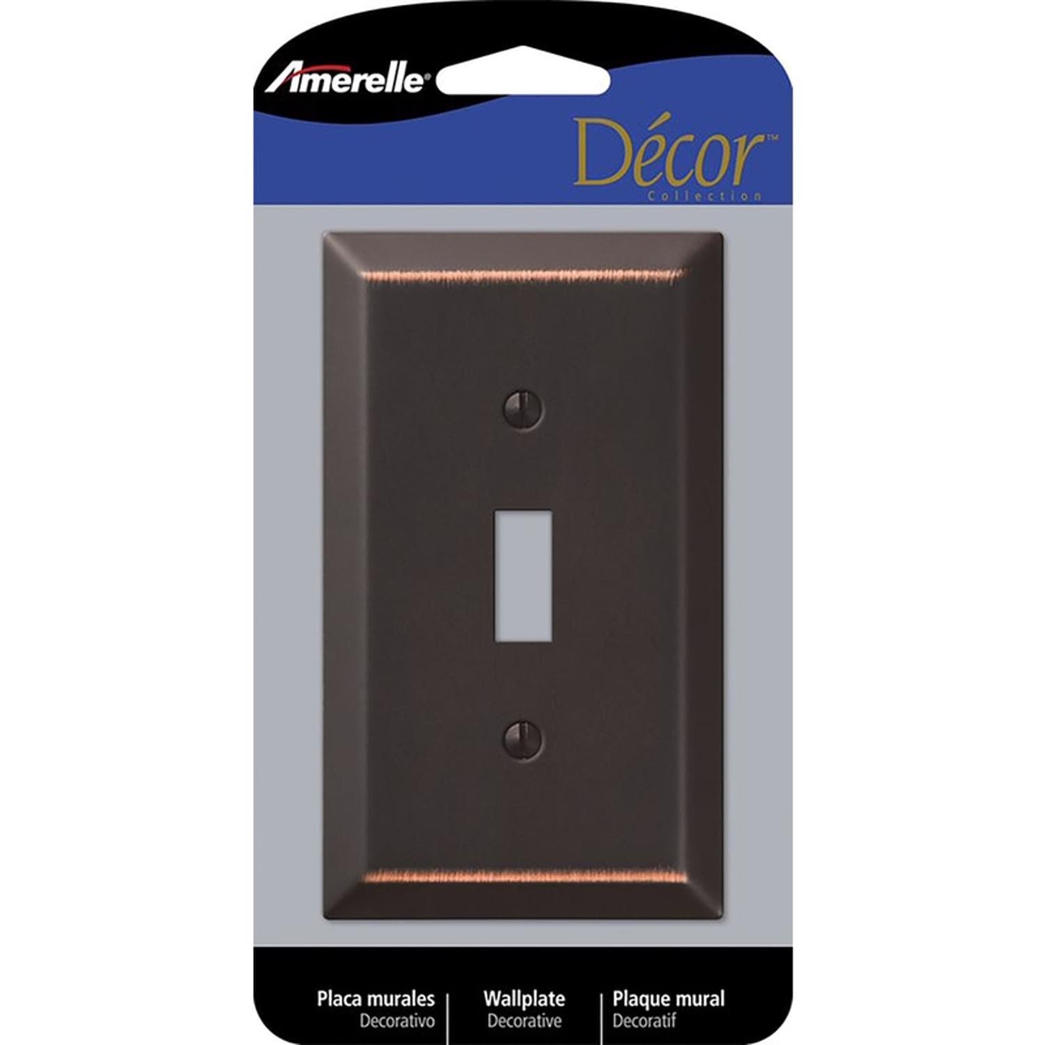 Amerelle Century Aged Bronze 1 gang Stamped Steel Toggle Wall Plate 1 pk #EJD3501392