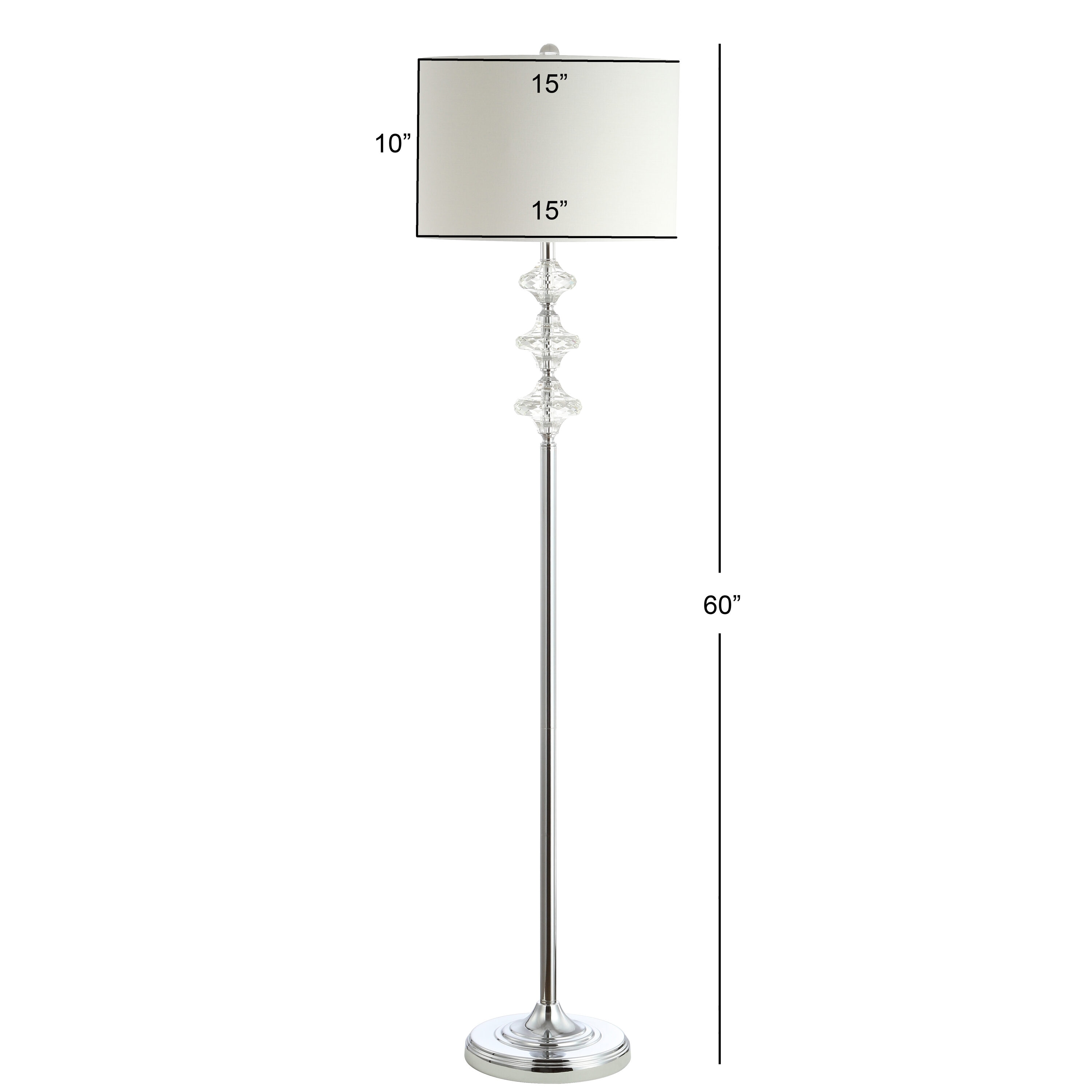 Park Avenue Polished Chrome & Crystal 60'' Traditional Floor Lamp