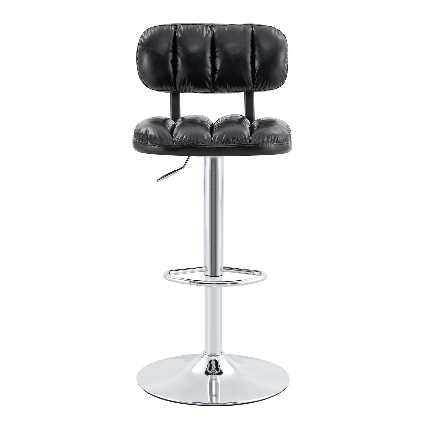 chillscreamni Modern Pedestal Bar Stools with Deep Black PU Leather Set ...
