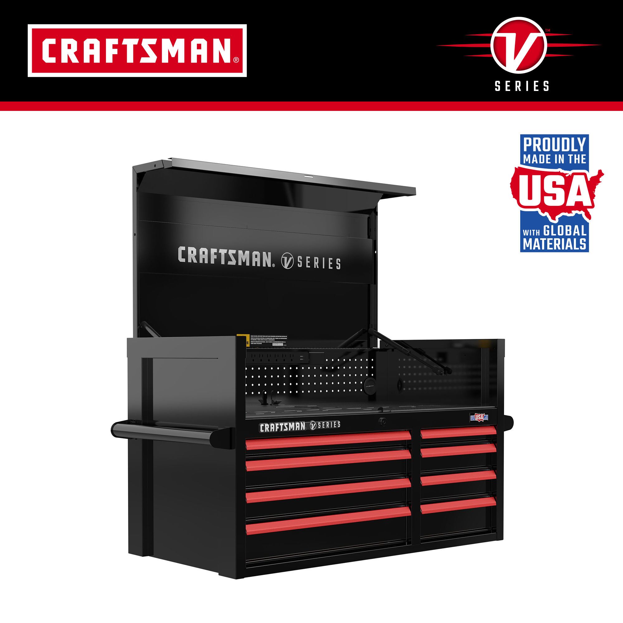 V-Series 41-in W x 27-in H 8-Drawer Steel Tool Chest (Black) | - CRAFTSMAN CMSTVS4108BK