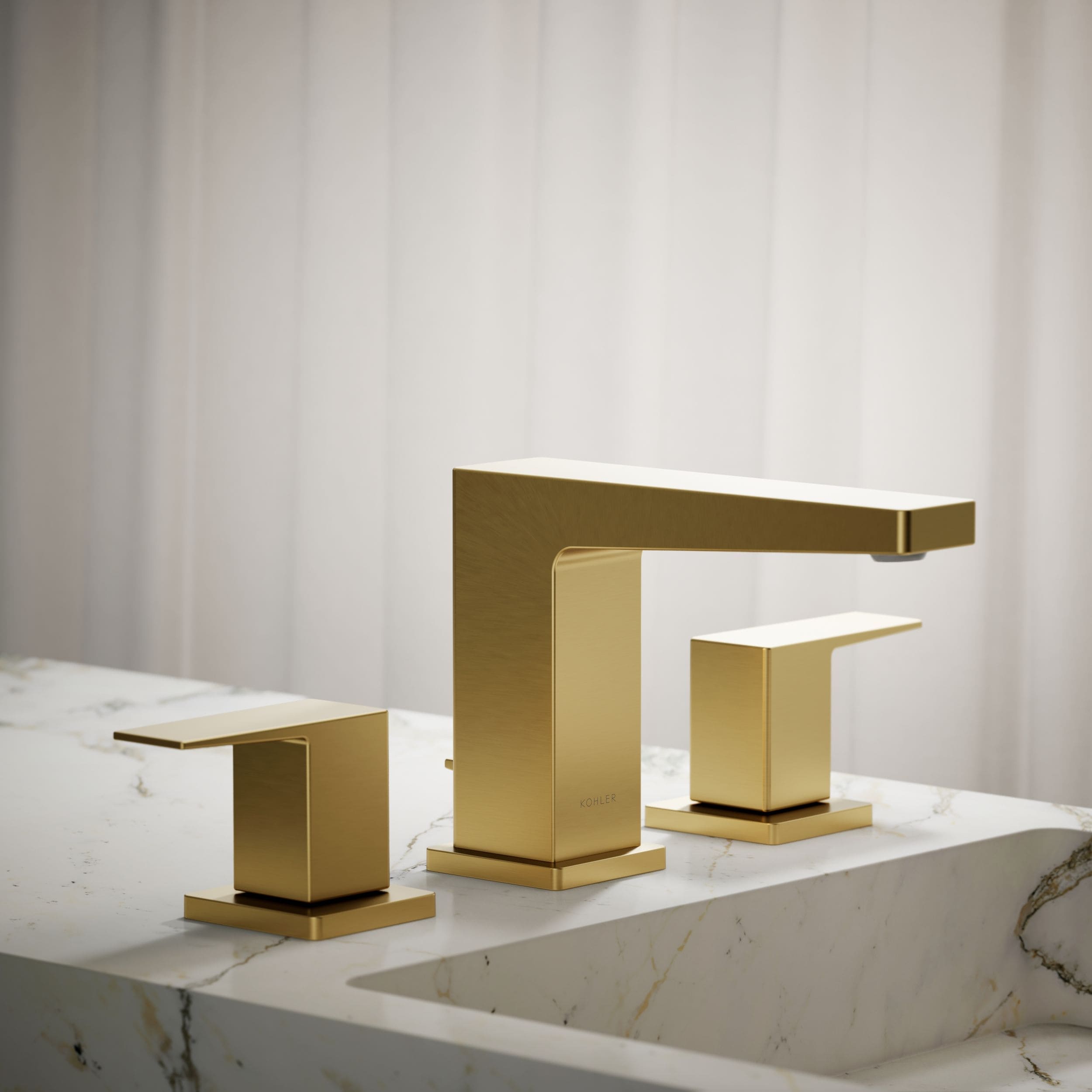 KOHLER 23255-4-2MB Honesty Vibrant Brushed Moderne Brass Widespread 2-handle WaterSense Low-arc Residential Handle Bathroom Sink Faucet with Drain