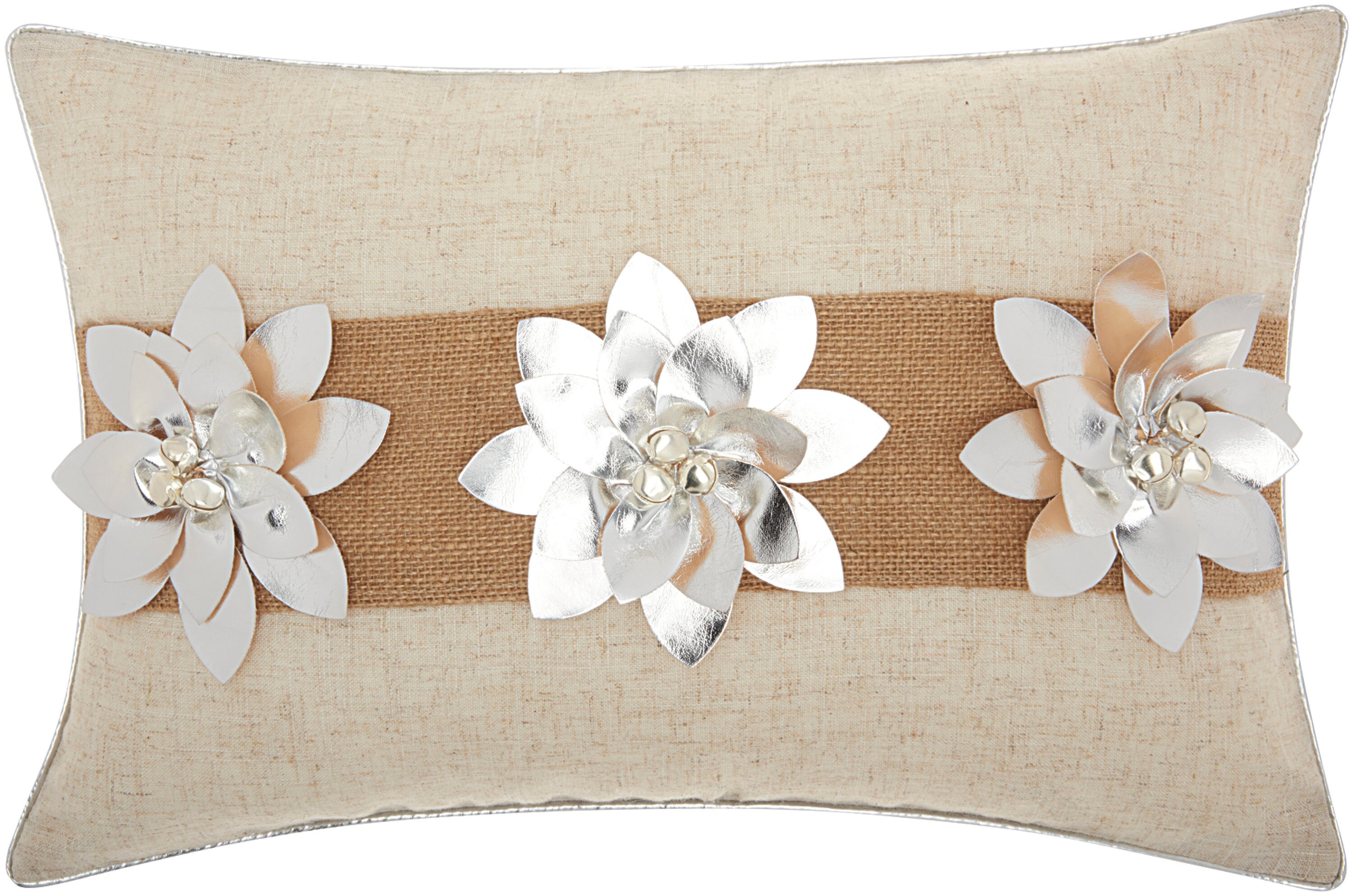 Lighted Embroidered Holiday Throw Pillows - Poinsettia