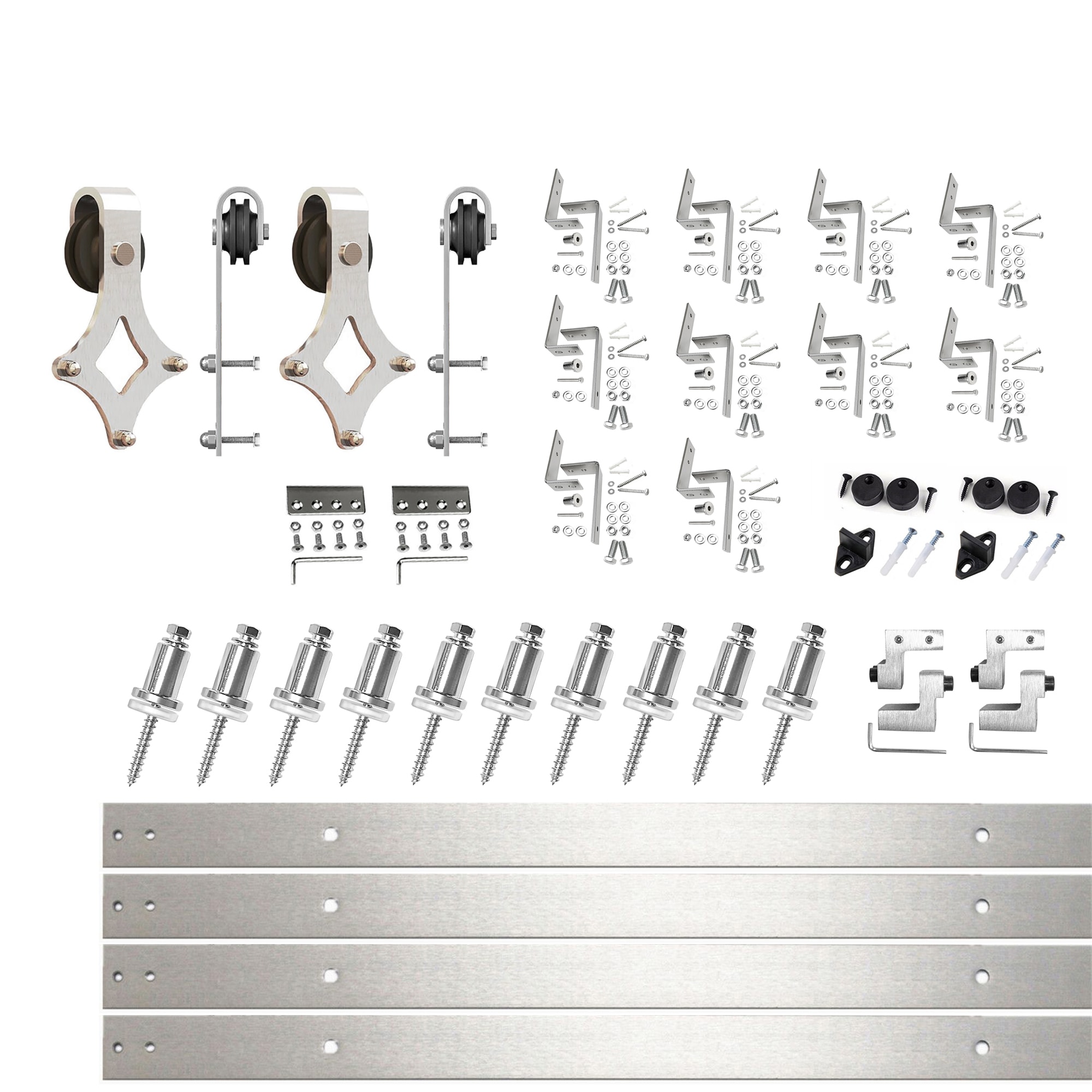 HOMACER 168-in Brushed Nickel Indoor Diamond Double Bypass Barn Door Hardware Kit LX3DNZ168C Sansujyuku sansujyuku.com