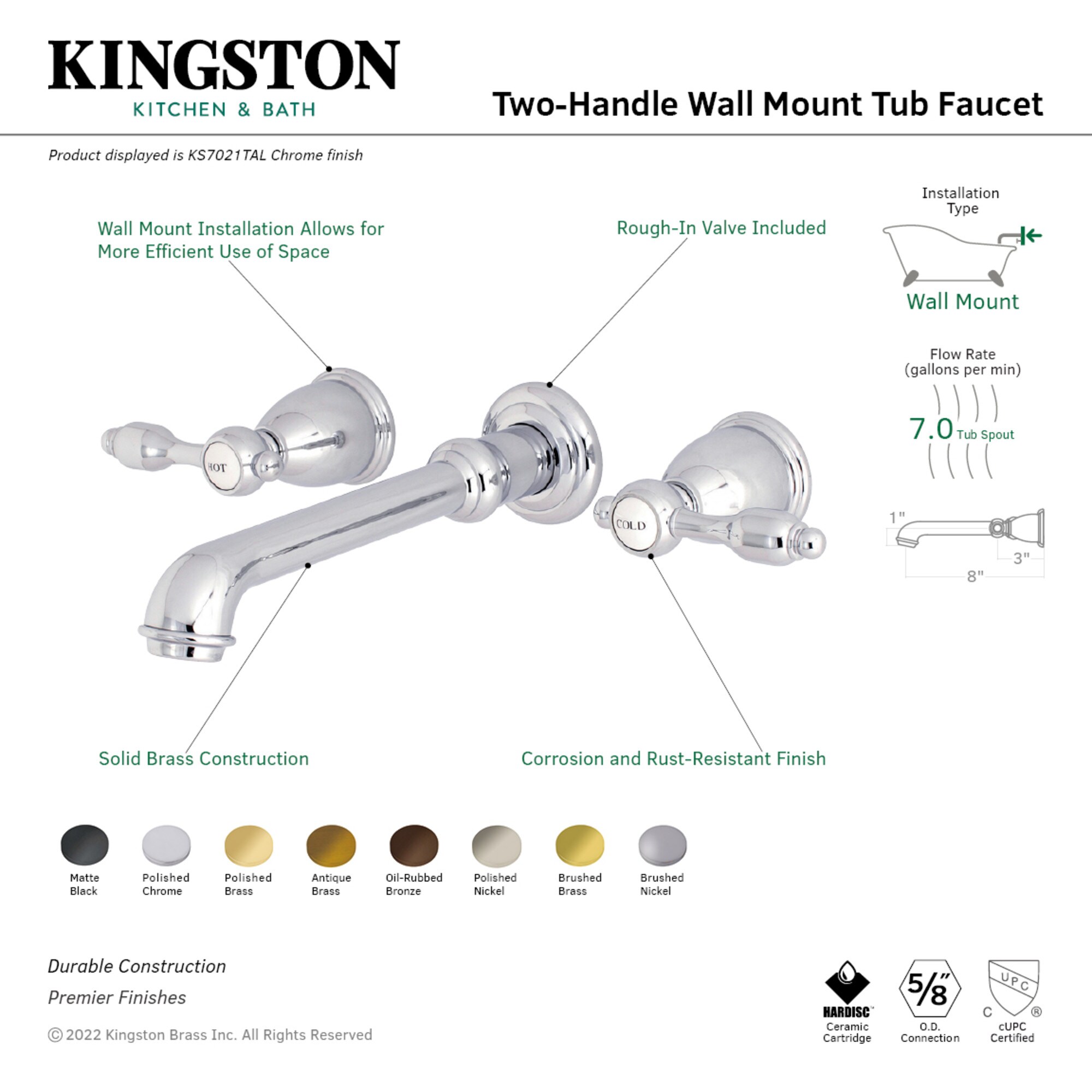 Kingston Brass WLKS7022TAL Roman-Tub-Faucets - View #2