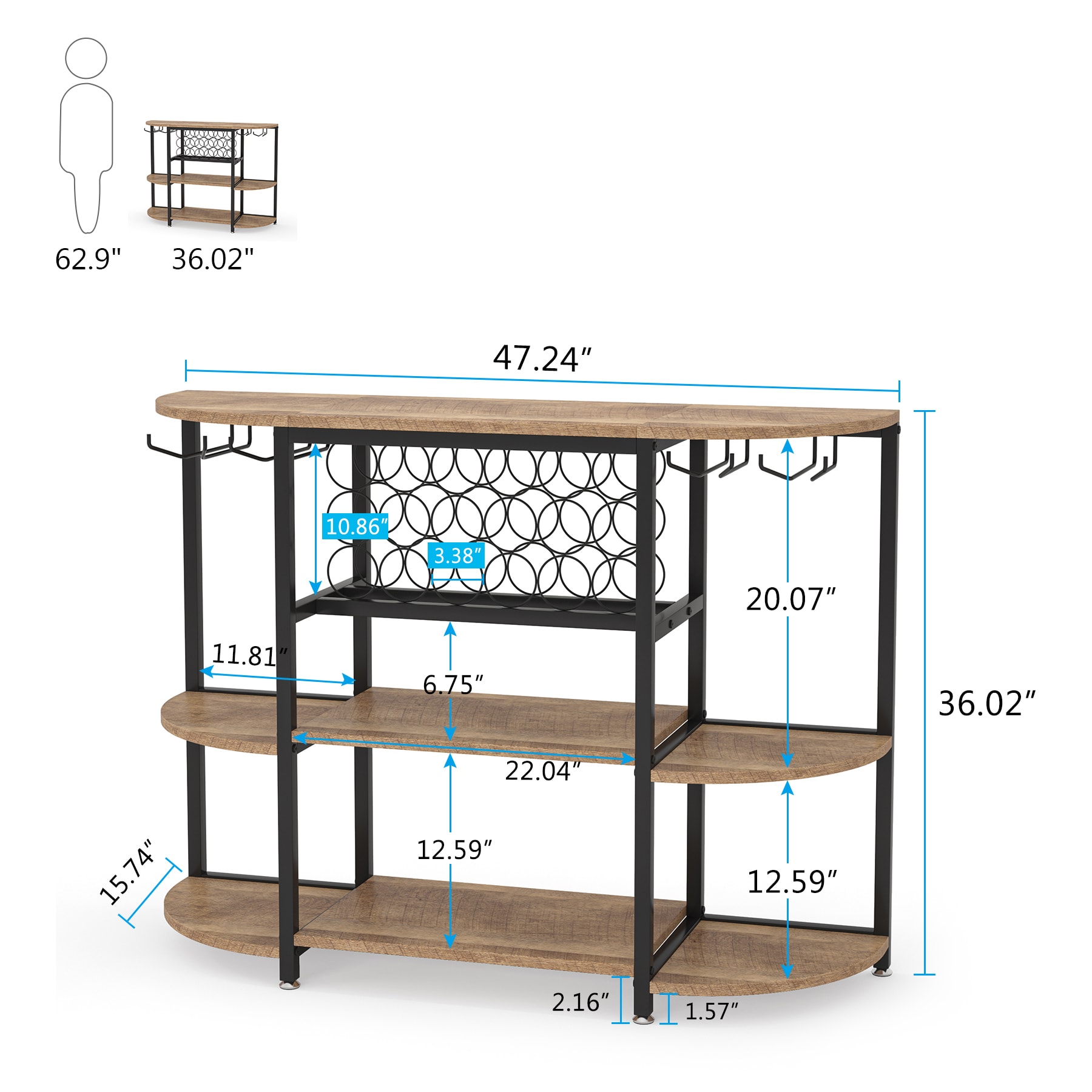 Tribesigns 18-Bottle Light Brown Mdf Wine Rack at Lowes.com