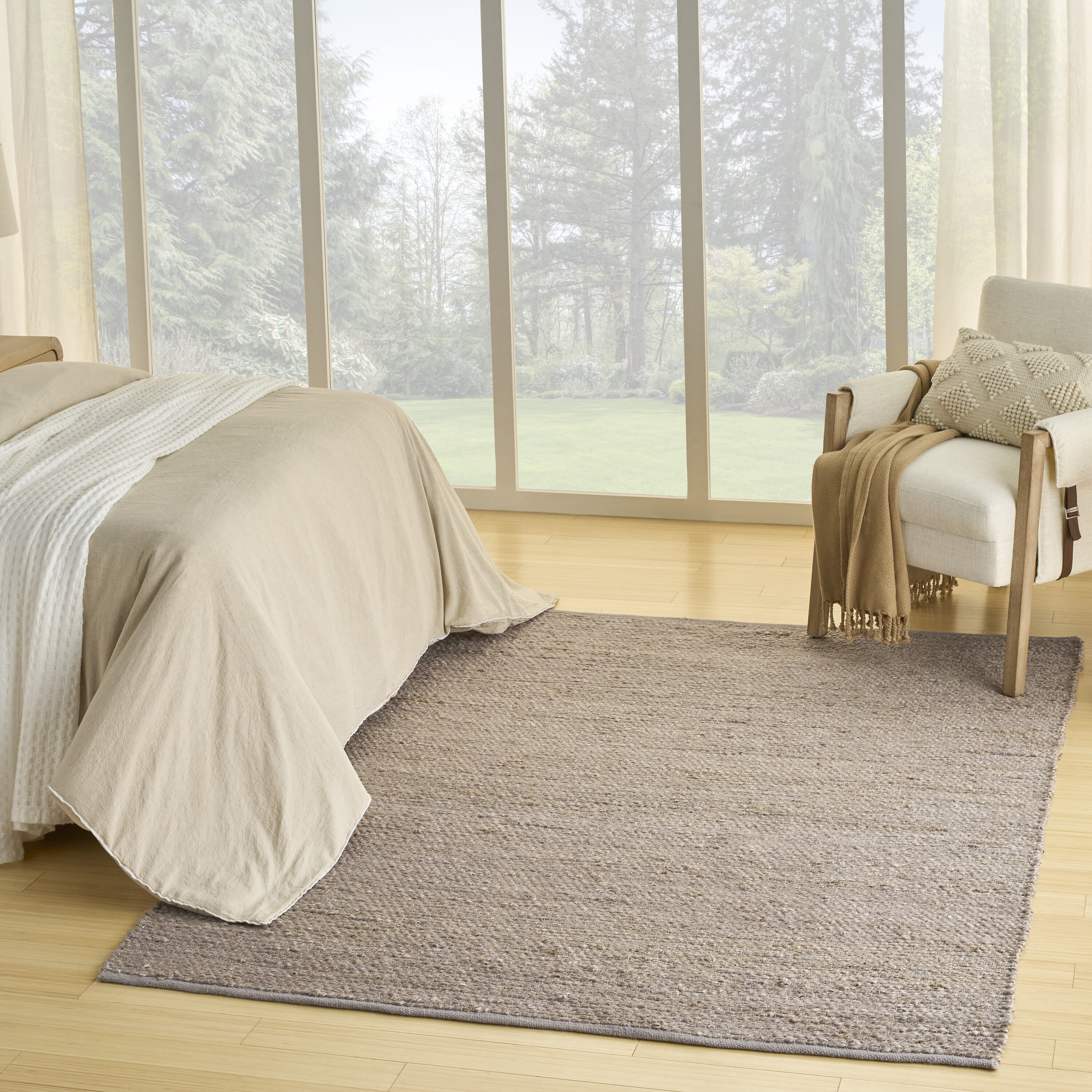 Nourison Home 099446995919 Natural Jute 4 x 6 (ft) Jute Grey Rectangular Indoor Solid Area rug