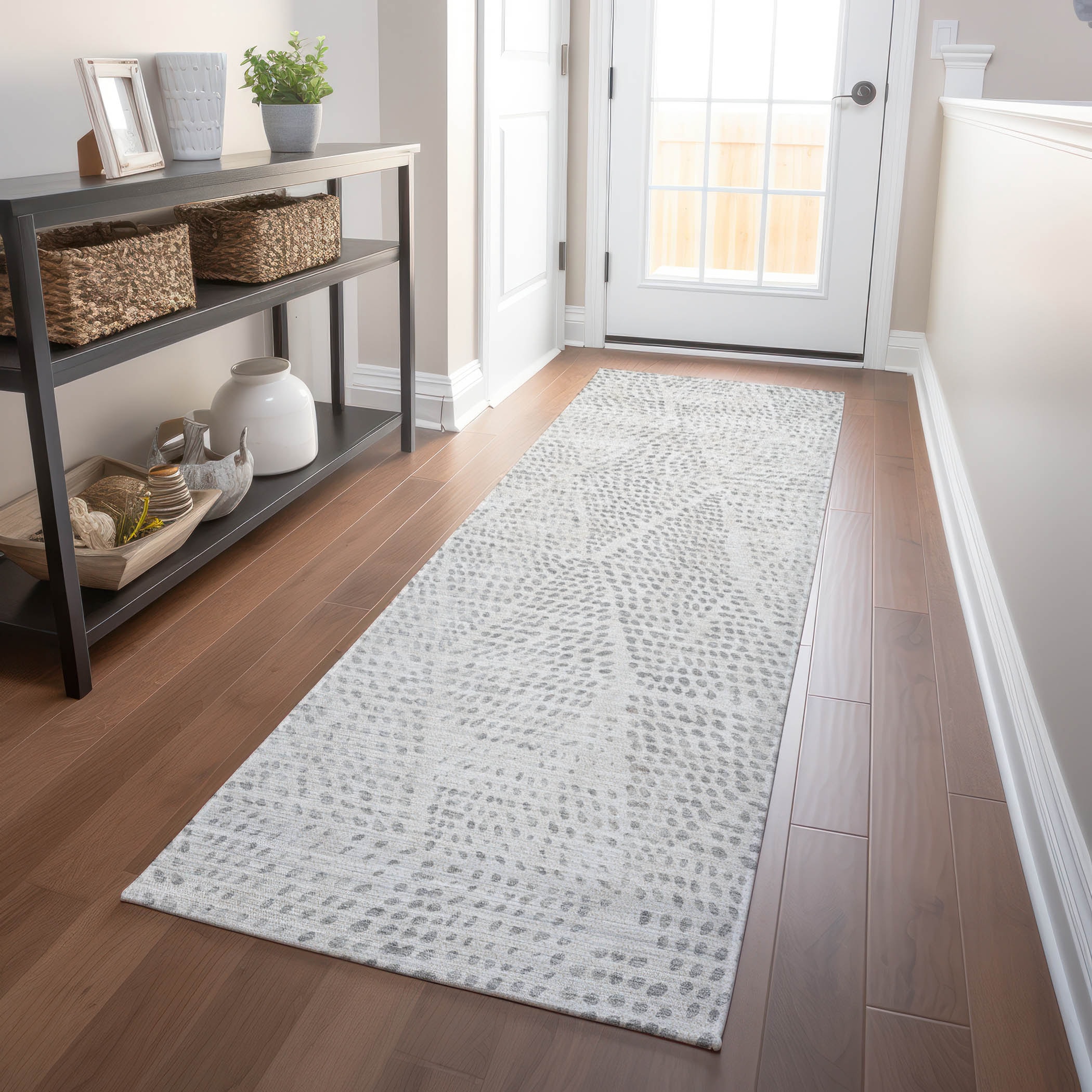 Addison Rugs ACN591SV2X8 Chantille ACN591SV 2 x 7 (ft) Polyester Silver Rectangular Indoor/Outdoor Geometric Moroccan Machine washable Runner rug