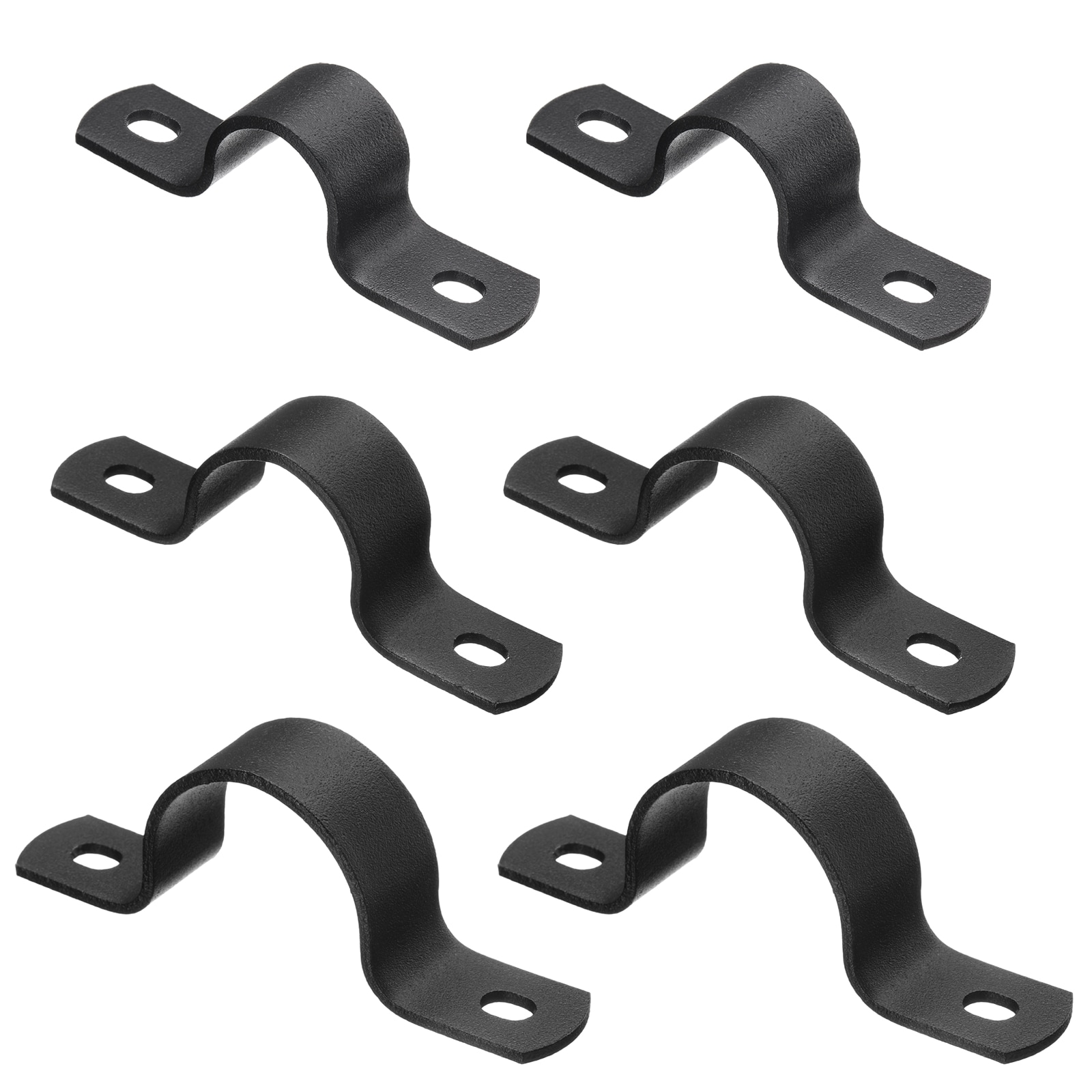 Unique Bargains - 6pcs Metal Pipe Clamps 3 Sizes Carbon Steel Two Hole Strap U Bracket Tube Clip ...