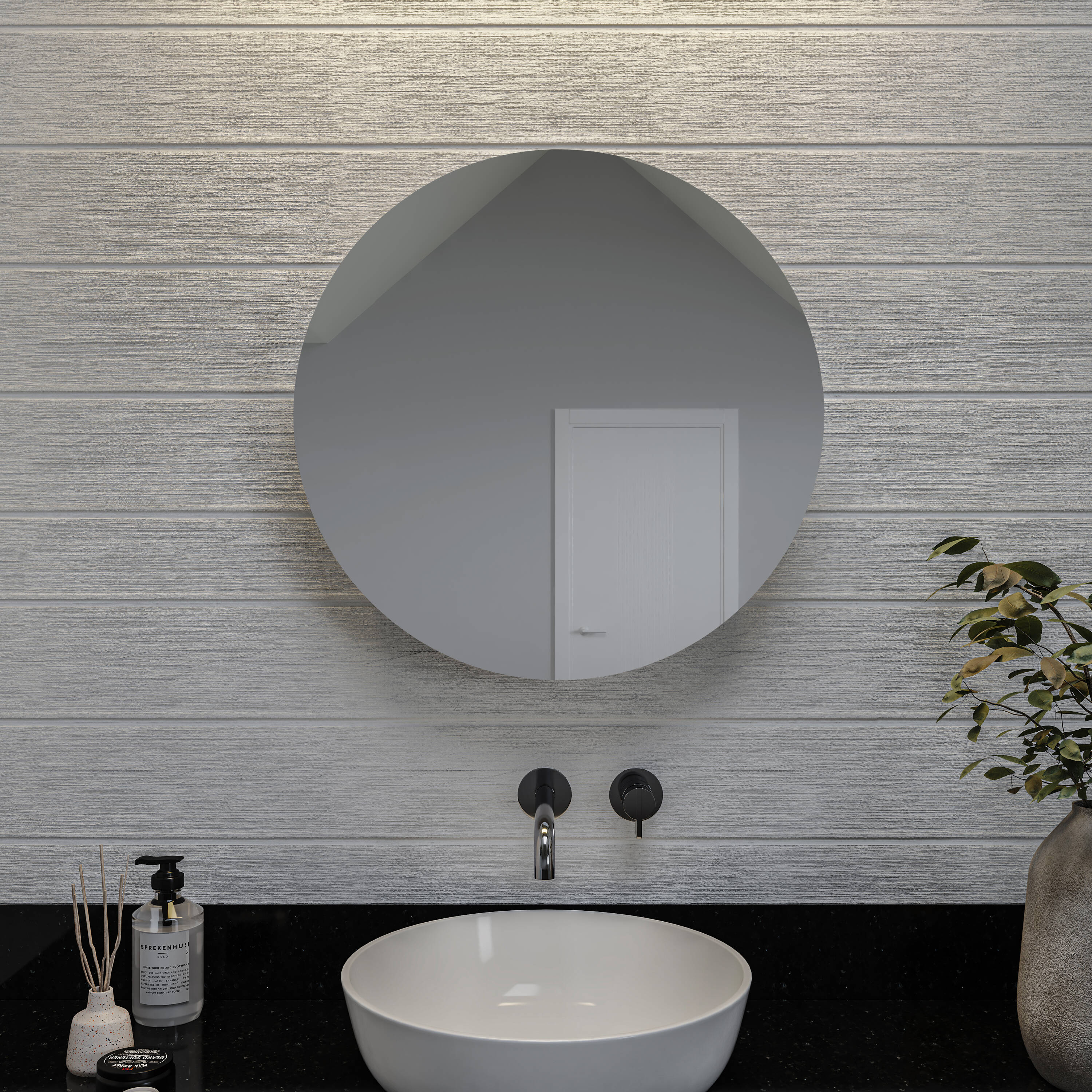 Croydex WC122869US 25.5-in x 25.5-in Surface/Recessed Mount Silver Mirrored Round Medicine Cabinet