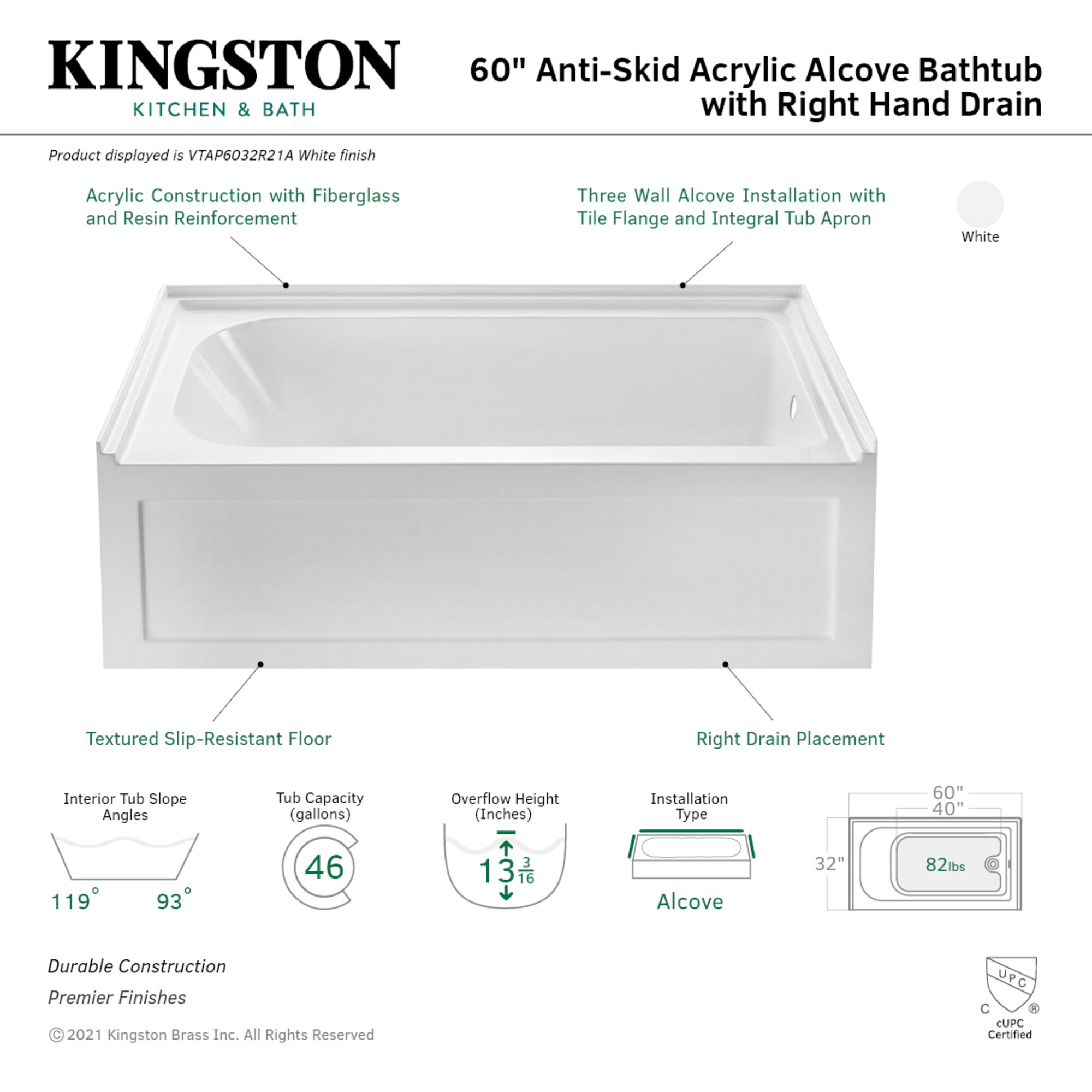 Kingston Brass WLVTAP6032R21A bathtubs - View #3