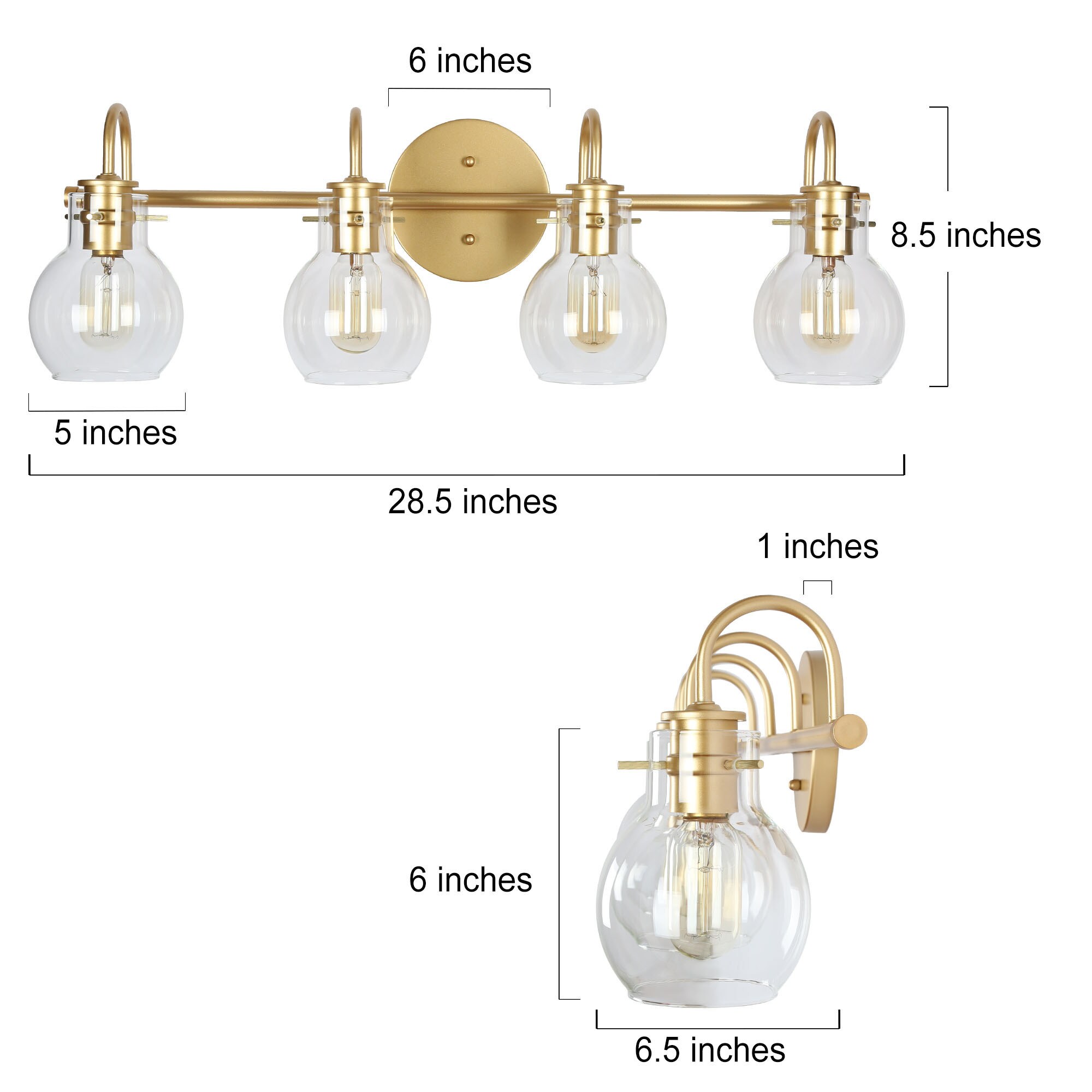 Lnc Charm 28.5-in 4-light Matte Gold Led Modern Contemporary Vanity 