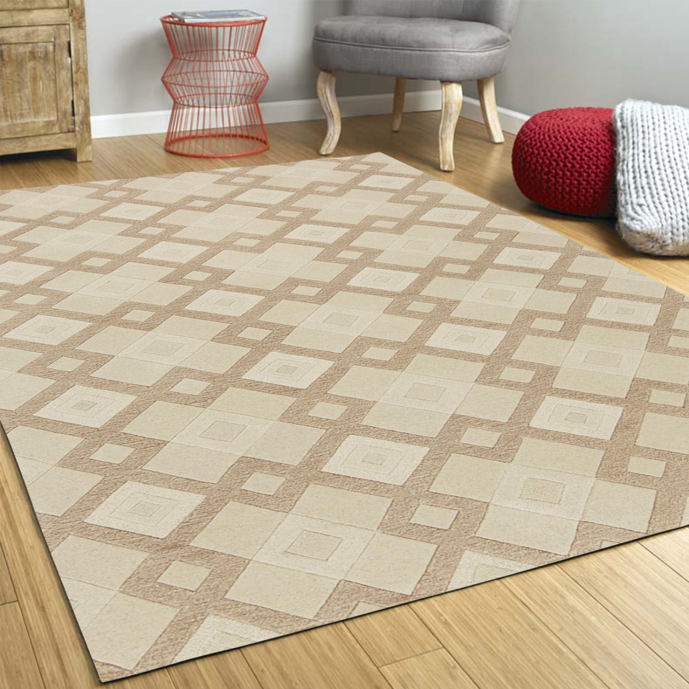 HomeRoots 352349 Bernadette 3 X 5 (ft) Rag Wool Ivory Indoor Solid Area Rug
