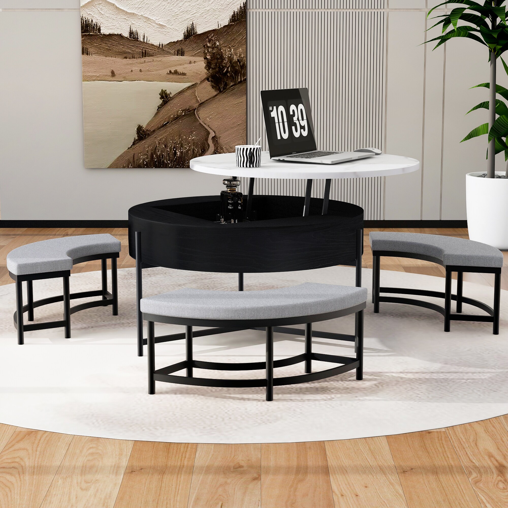 Photo inspiration: Picture Idea: Lovmor Modern Round Lift Top Coffee Table With Storage And