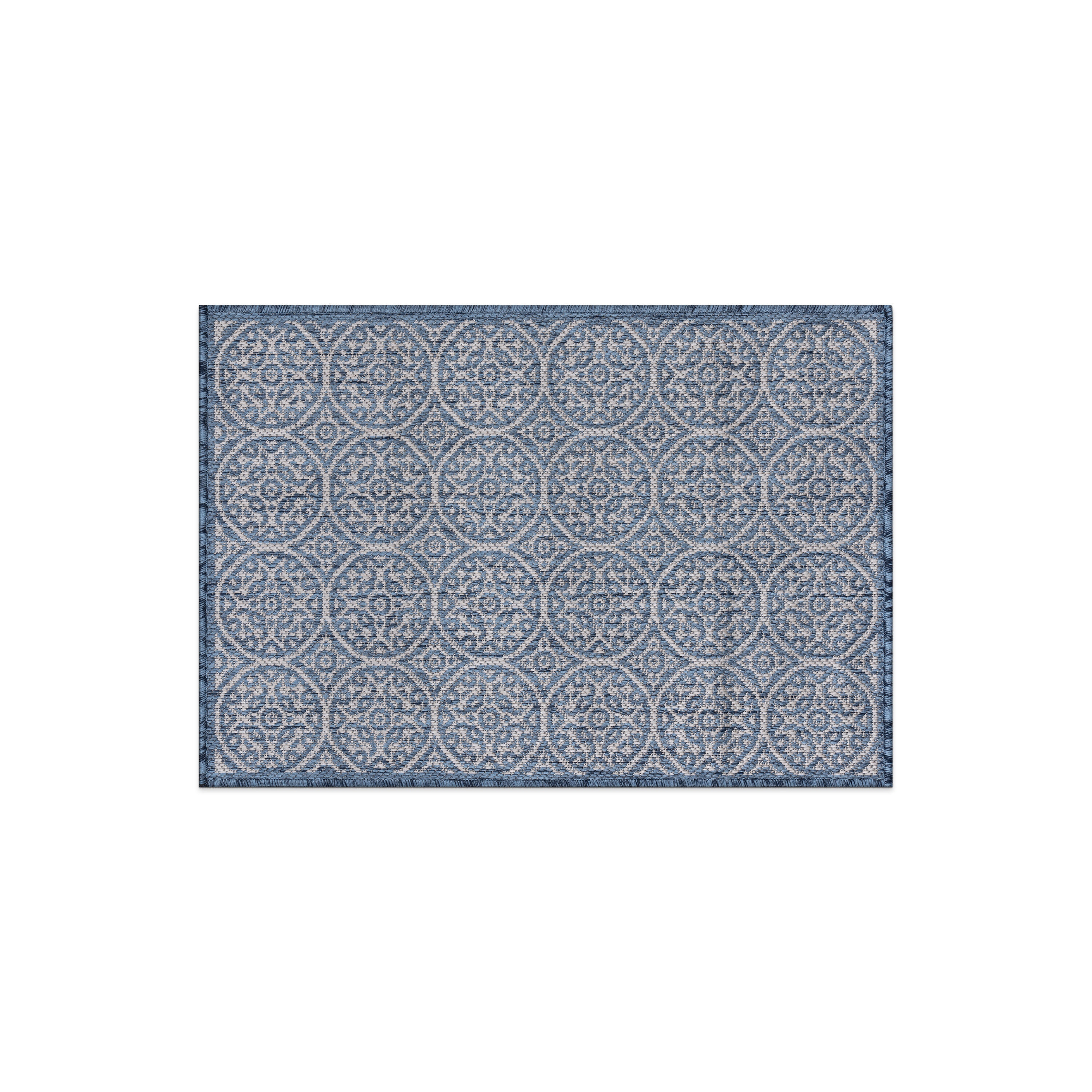 World Rug Gallery 121BLUE2X3 Summer 2 x 3 (ft) Loomed Polypropylene Blue Rectangular Indoor/Outdoor Floral/Botanical Mid-Century Modern Area rug