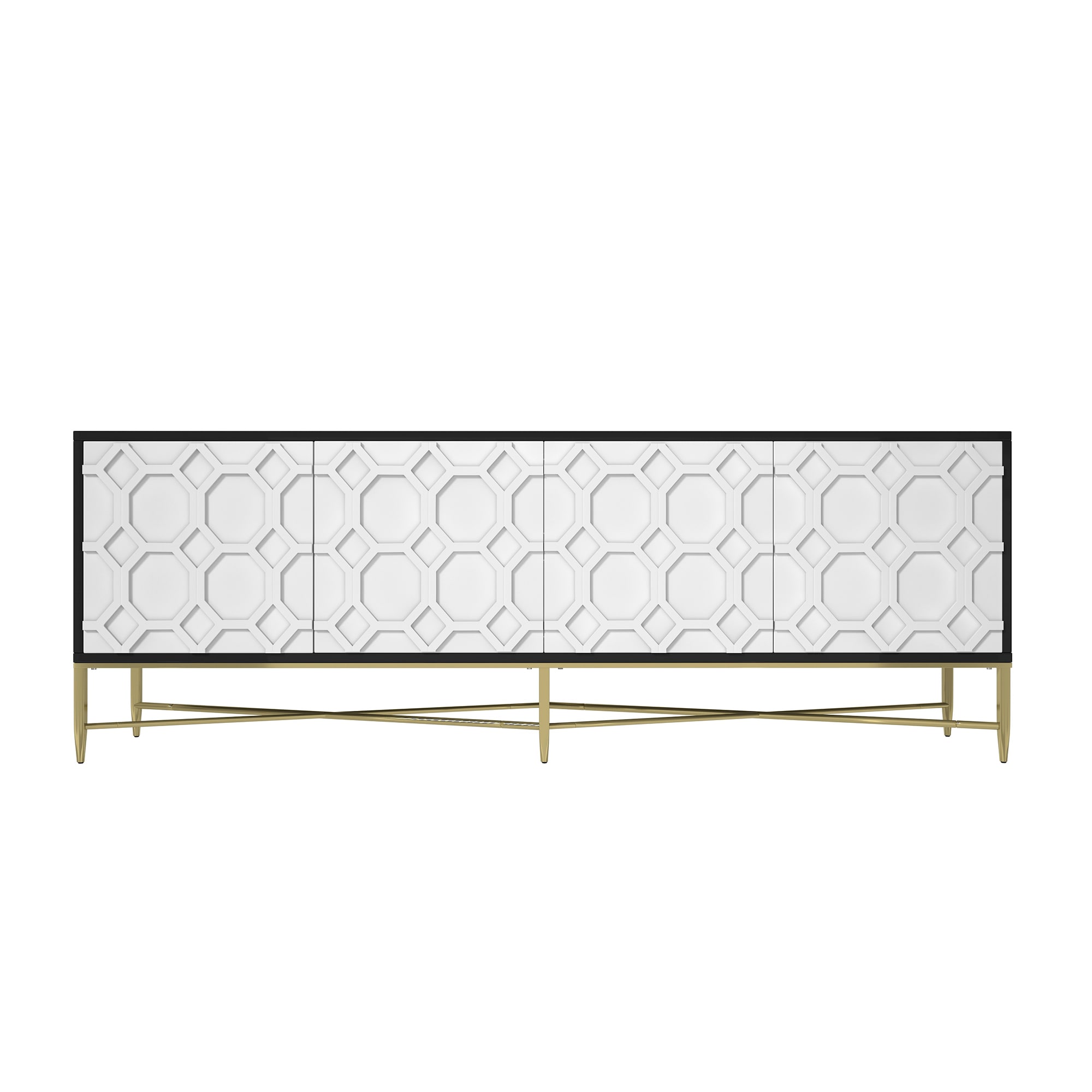 Clihome CL-JH-S23-066 Modern/Contemporary Black and White TV cabinet ( Accommodates TVs more than 70-in )