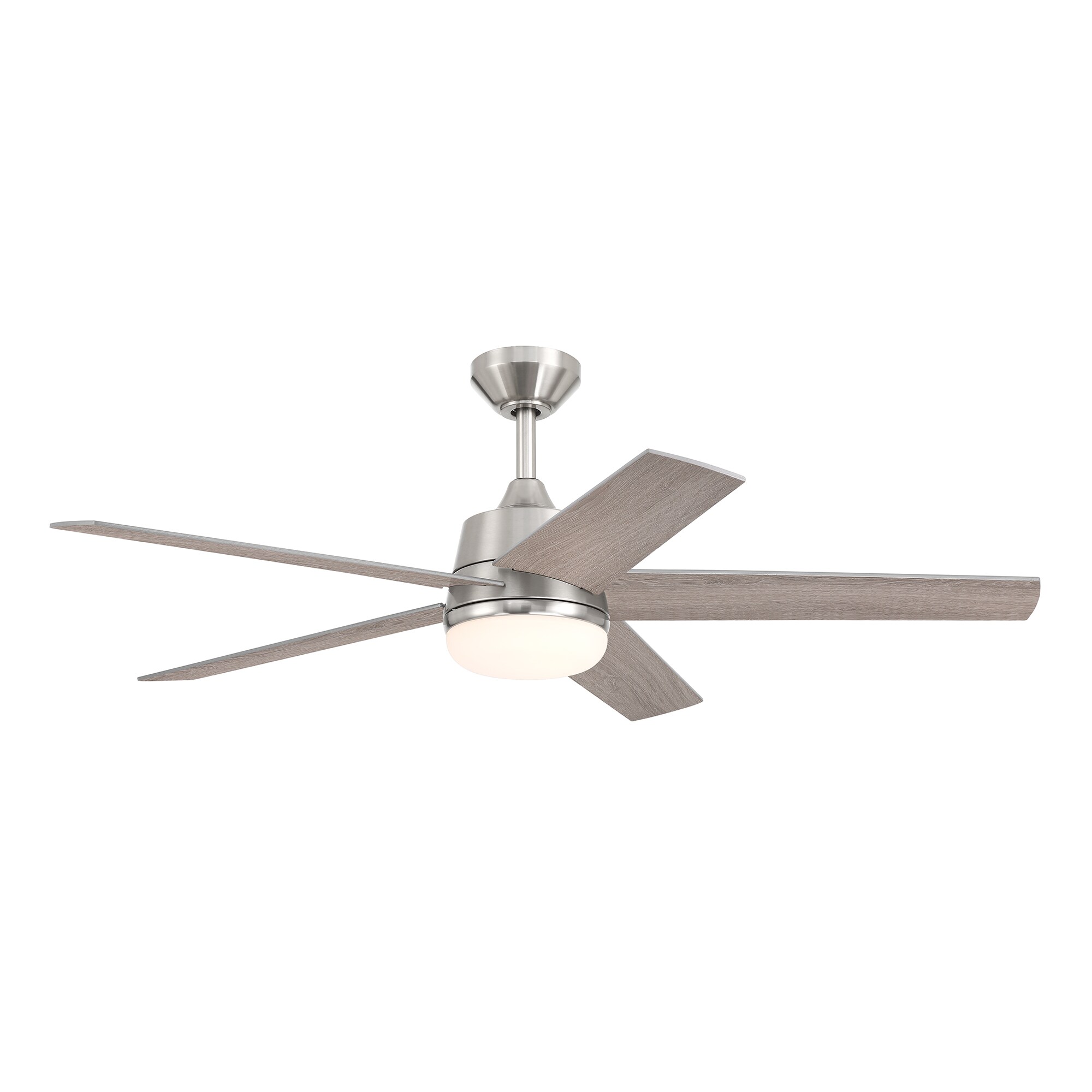 Designers Fountain Astrea 52-in Brushed Nickel with Silver Blades Color-changing Integrated LED Indoor/Outdoor Flush Mount Smart Ceiling Fan with Light and Remote (5-Blade) FS-ATR52RGB-BN Sansujyuku sansujyuku.com