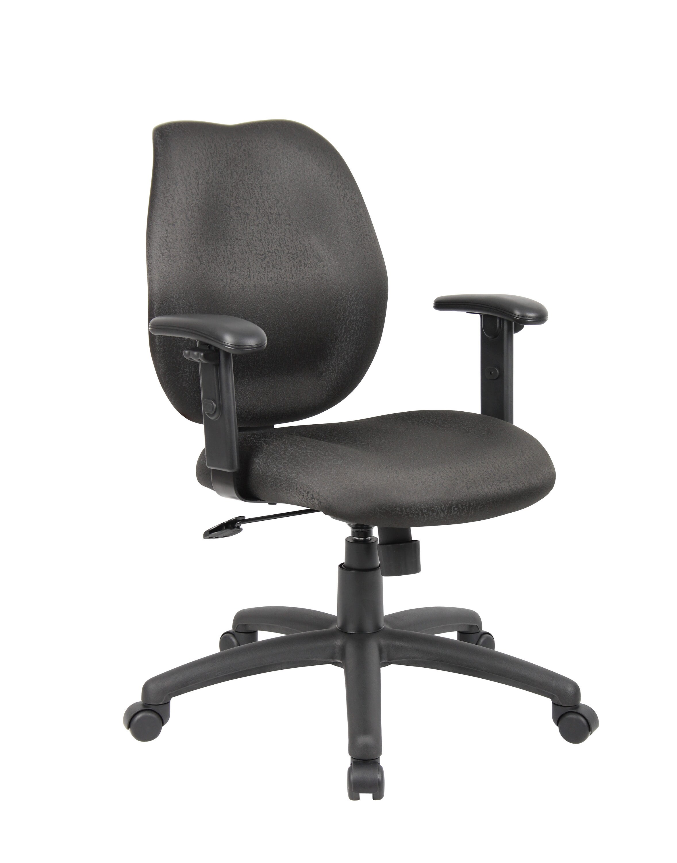 Boss Office Products Black Contemporary Ergonomic Adjustable Height Swivel  Upholstered Task Chair