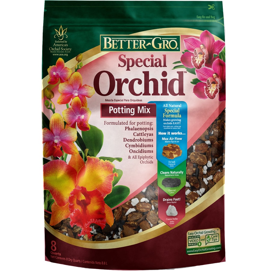 better-gro orchid 8-quart organic potting soil mix in the soil