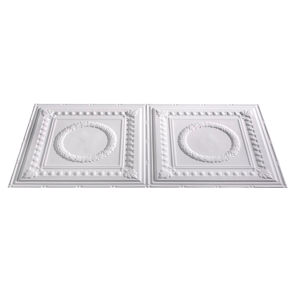 Fasade 4-ft X 2-ft Rosette Matte White PVC Surface-mount Ceiling Tile ...