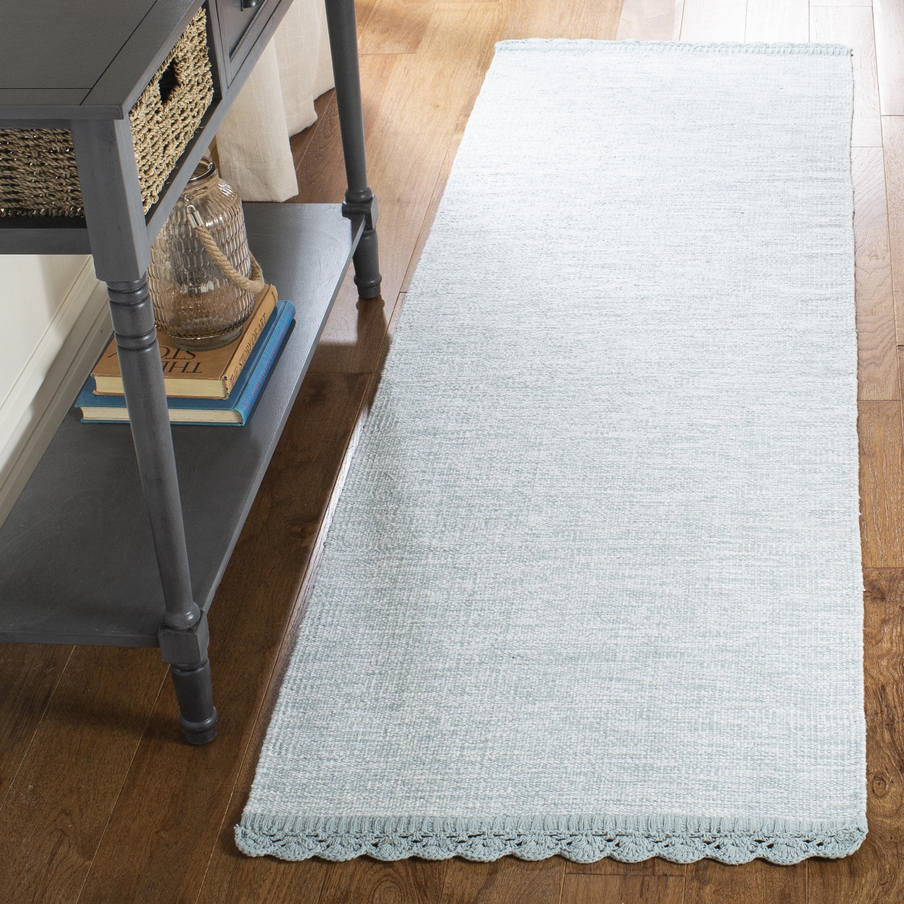 Safavieh MTK615L-27 Montauk Alburg 2 x 7 (ft) Cotton Light Blue Rectangular Indoor Coastal Runner rug