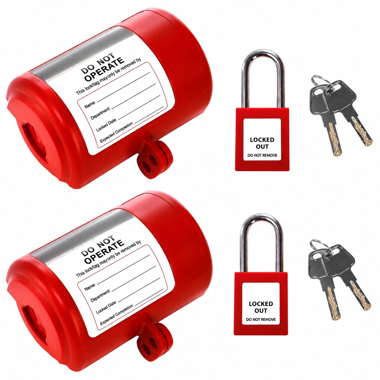 Etokfoks  2 Pack Electrical Plug Lockout Device with Padlocks for 110V and 220V Plugs Stainless Steel