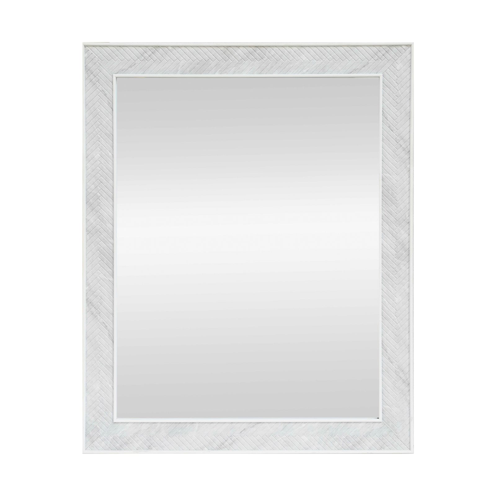 Allen + Roth Marble Framed Wall Mirror | 6817-WHT-3628 - White - 28 in