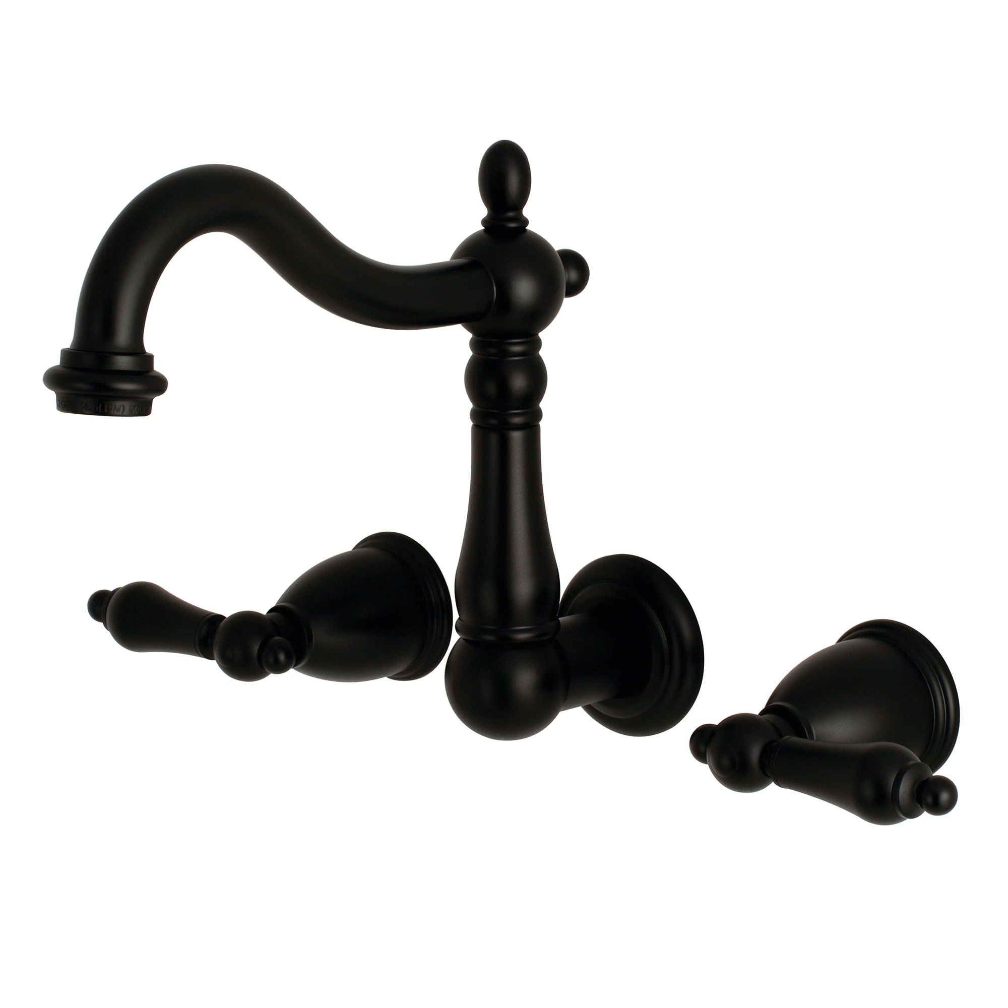 Kingston Brass WLKS1250AL Heritage Matte black Wall-mount 2-handle Mid-arc Residential Handle Bathroom Sink Faucet