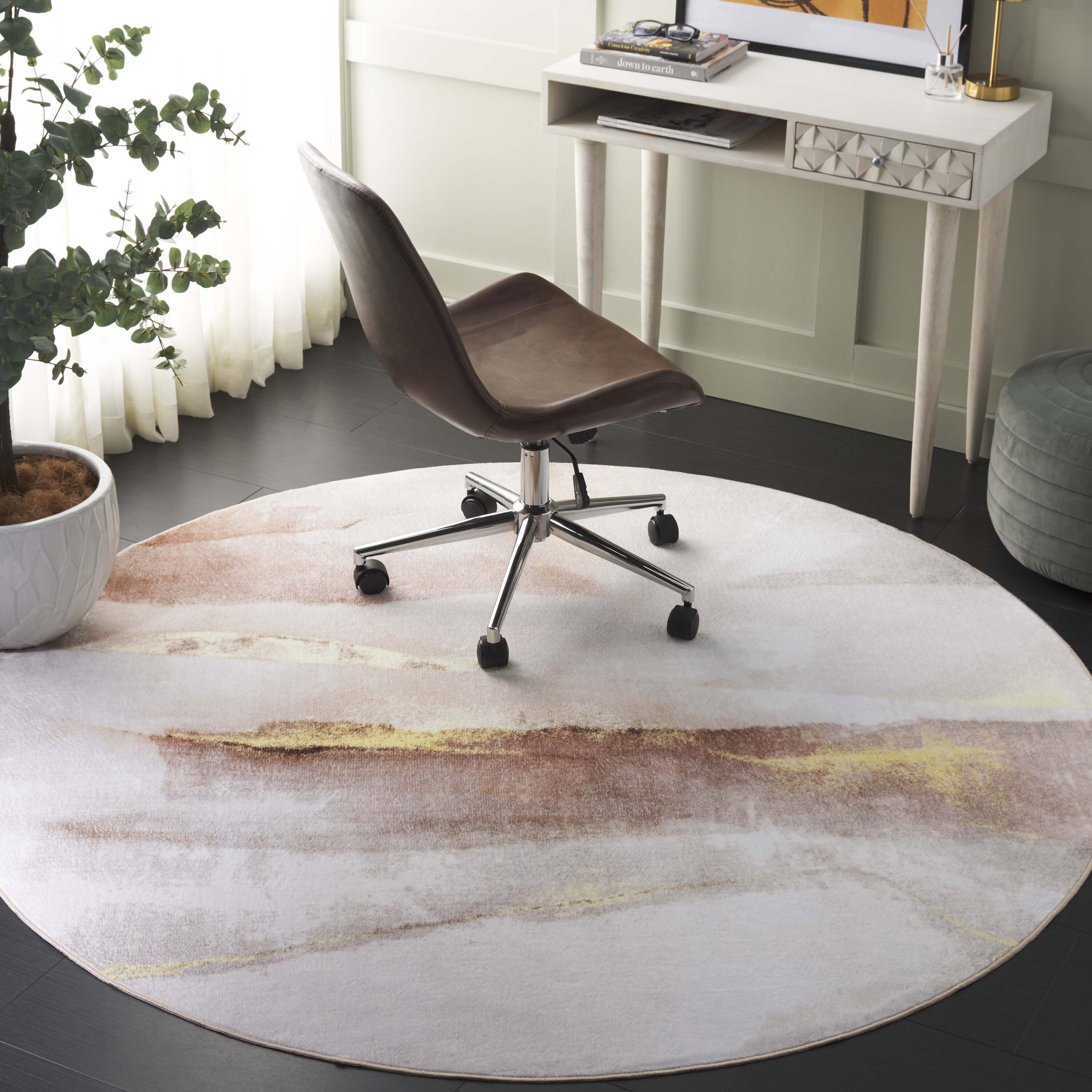 Santa Monica 807B Beige Gold 6ft x 6ft Contemporary Rug