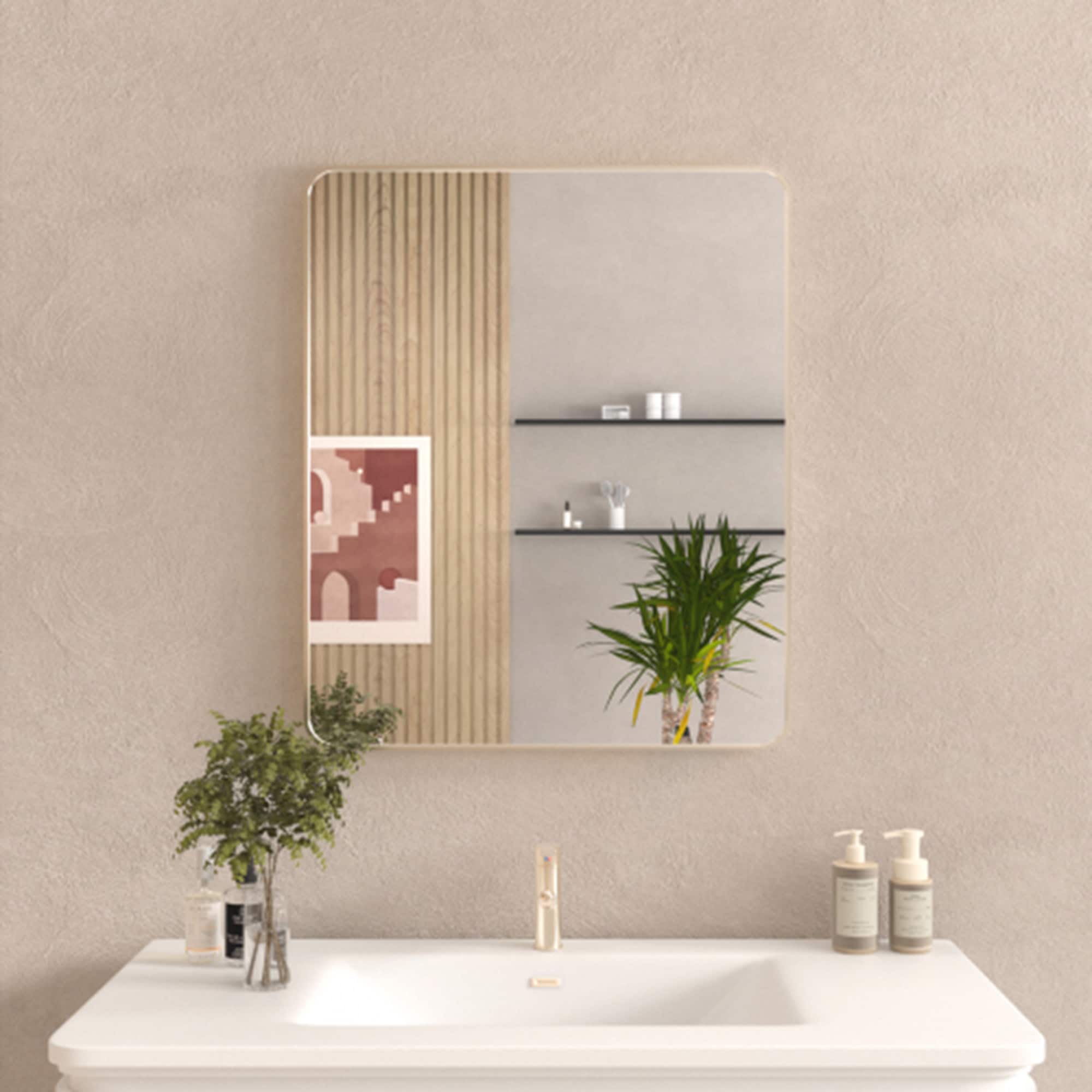 ExBrite FUBM3036BN 30-Inches x 36-Inches Framed Rectangle Bathroom Vanity Mirror ( Brushed Nickel )