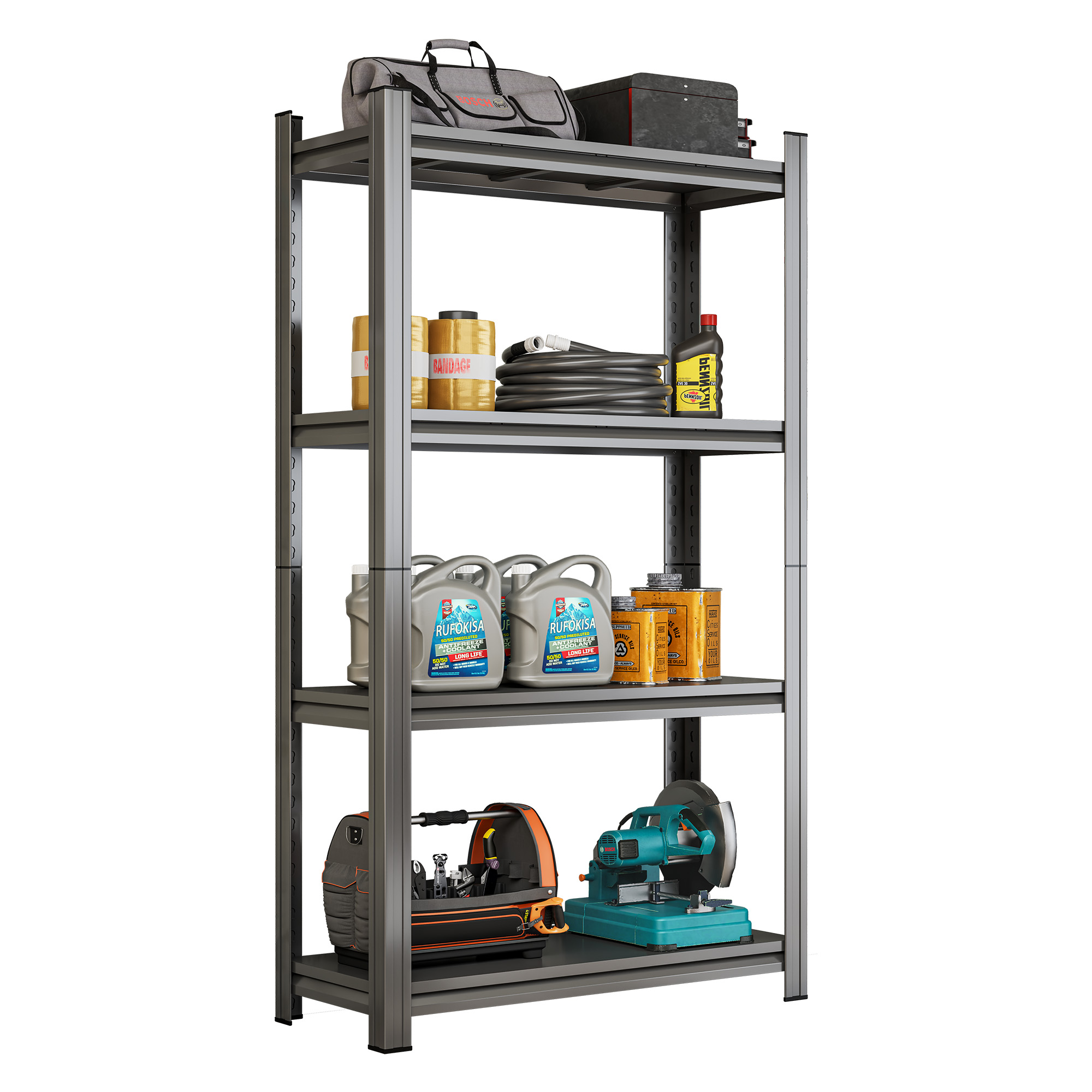 Tatayosi 4 Tier Adjustable Metal Storage Shelf For Garage Shed Supermarket Living Room Multi Purpose