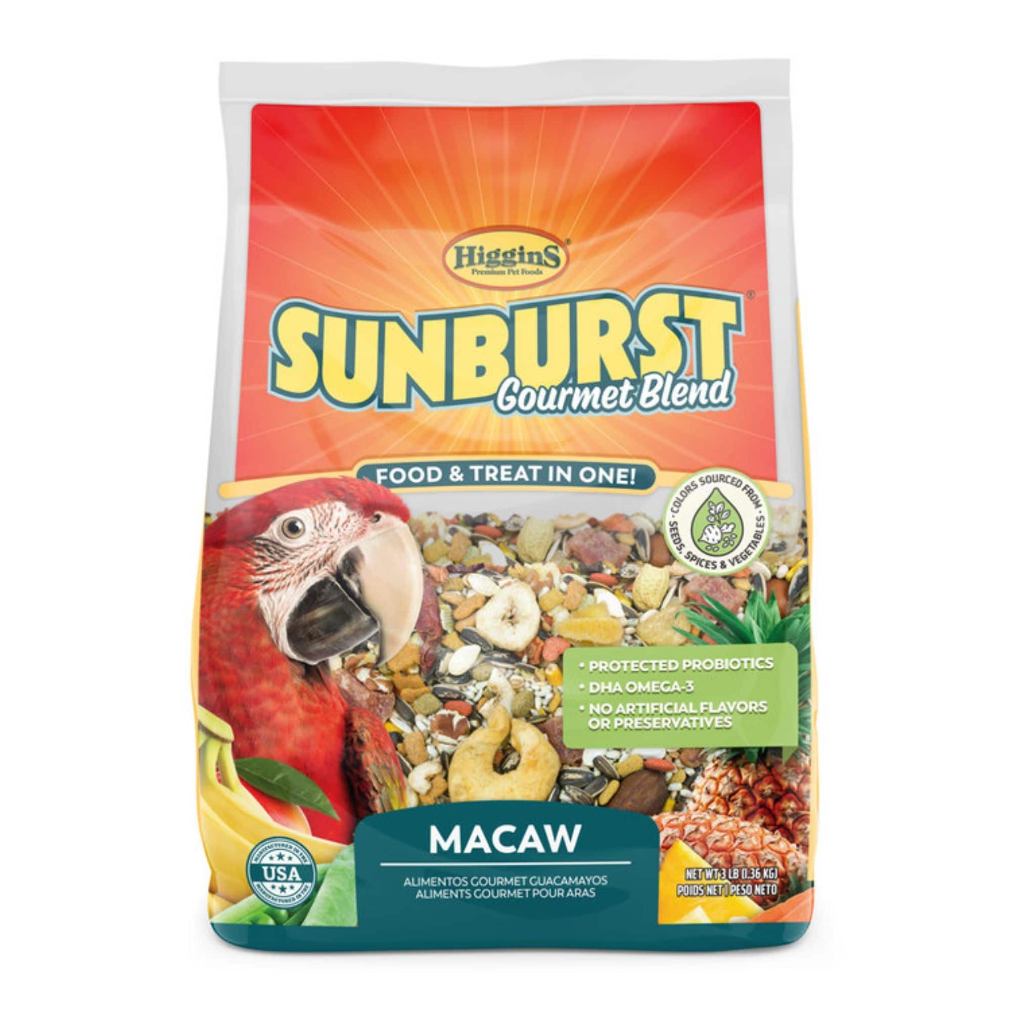 Higgins  Sunburst Gourmet Blend Macaw Bird 3lb Food