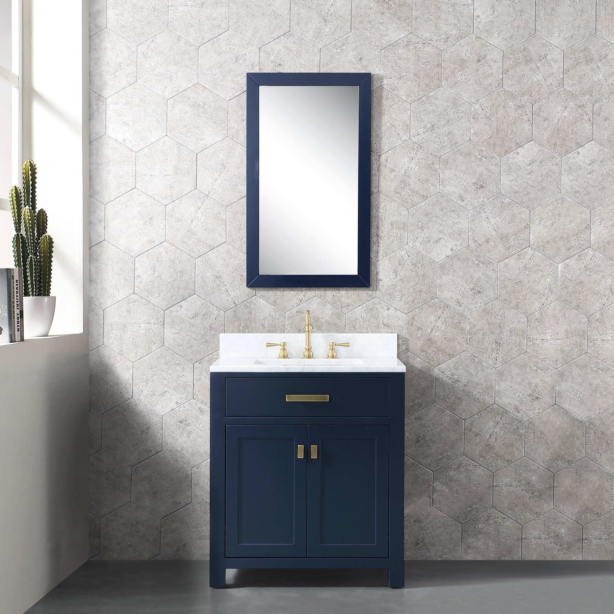 Allen + Roth Presnell 61-in Dove White Double Sink Bathroom Vanity with Carrara White Natural Marble Top | 261065