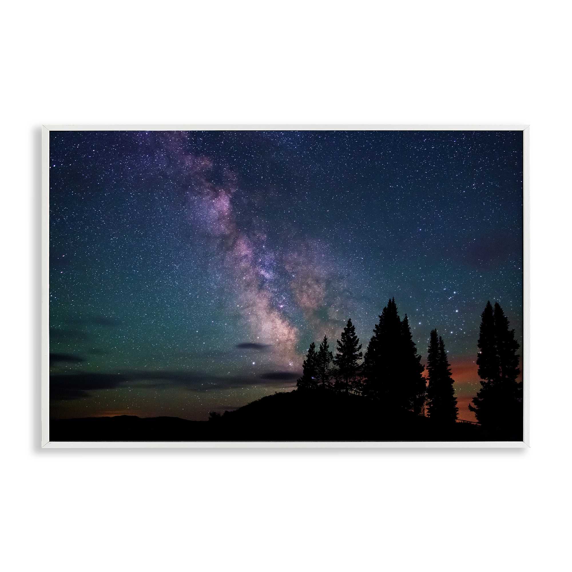Stupell Industries BT-403-WFR-12X18 Silhouetted Forest and Night Sky White Framed Giclee Art By Royce Bair 18 x 12