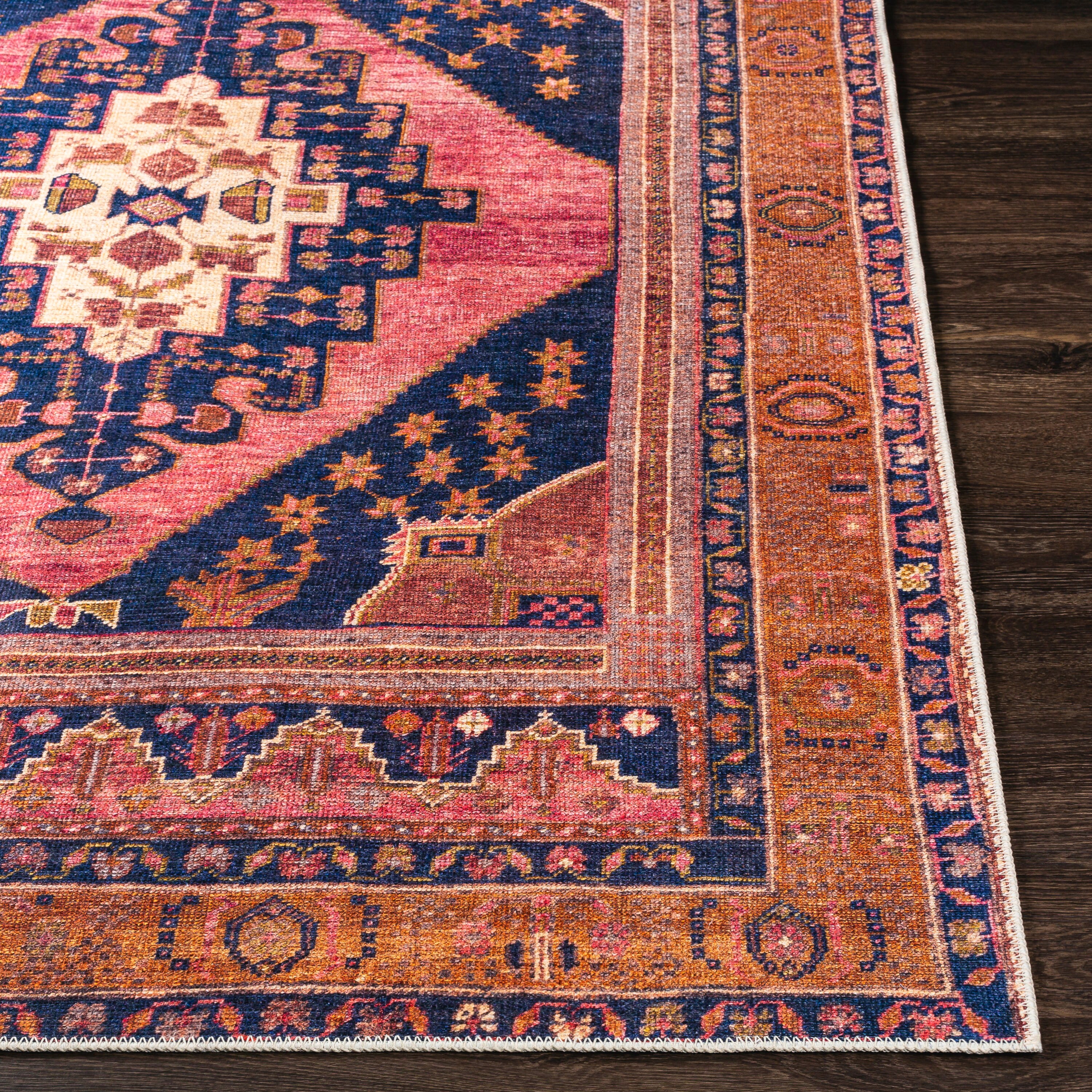 Anji Mountain 5' x 7' Medallion Red Border Jute/Chenille Rug