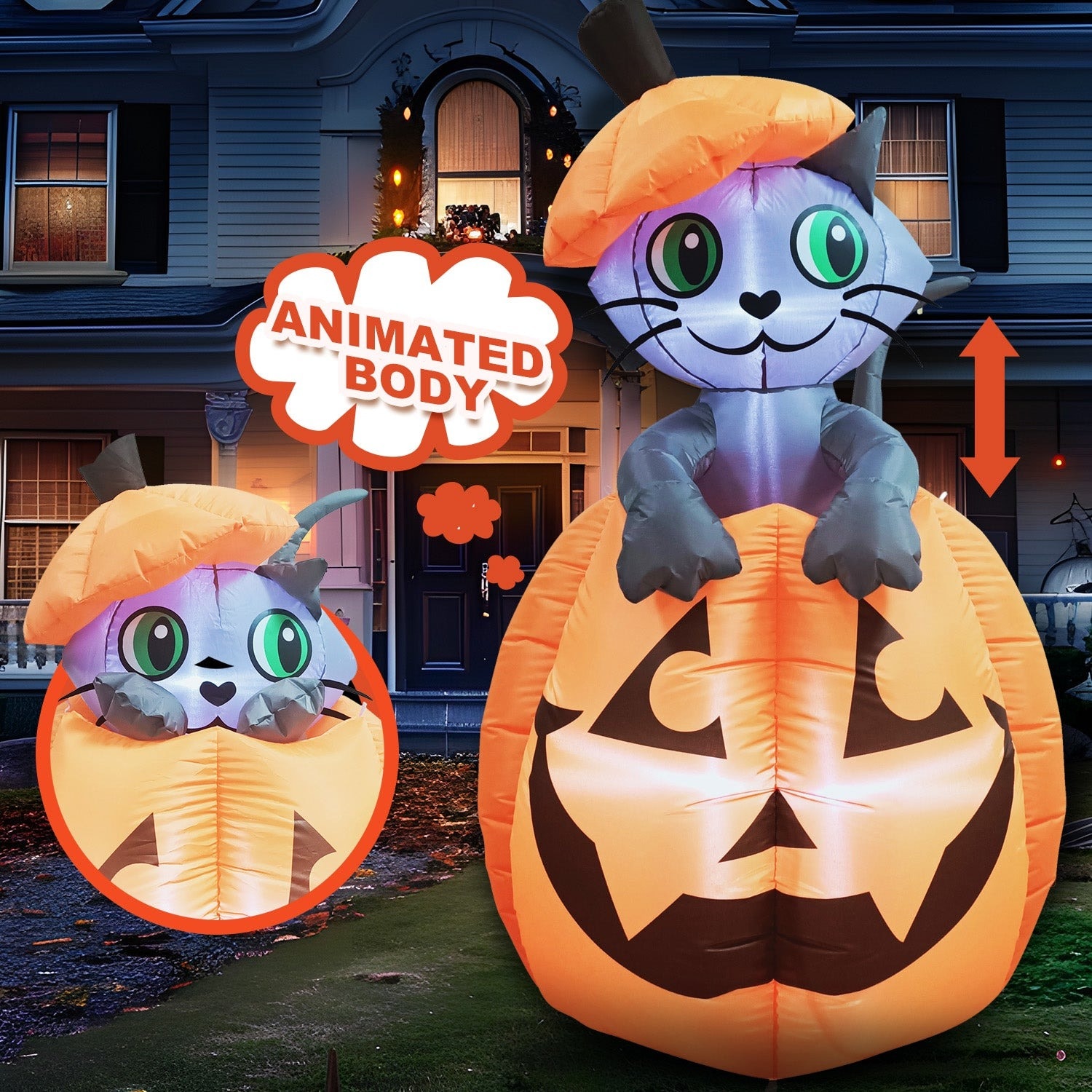 Joyfy 30133 5-ft Freestanding Lighted Cat Inflatable