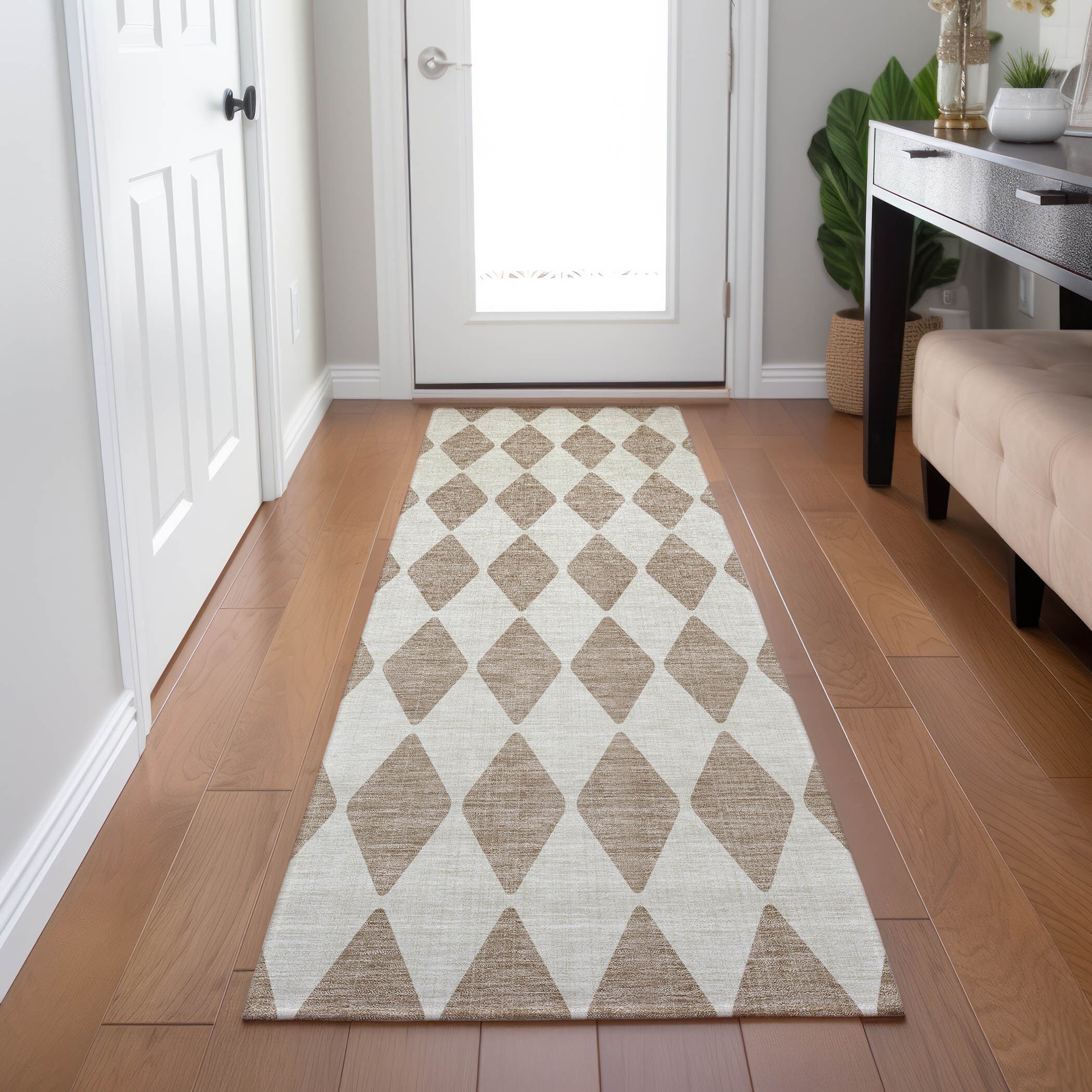 Addison Rugs ACN578TP2X8 Chantille ACN578TP 2 x 7 (ft) Polyester Taupe Rectangular Indoor/Outdoor Geometric Machine washable Area rug