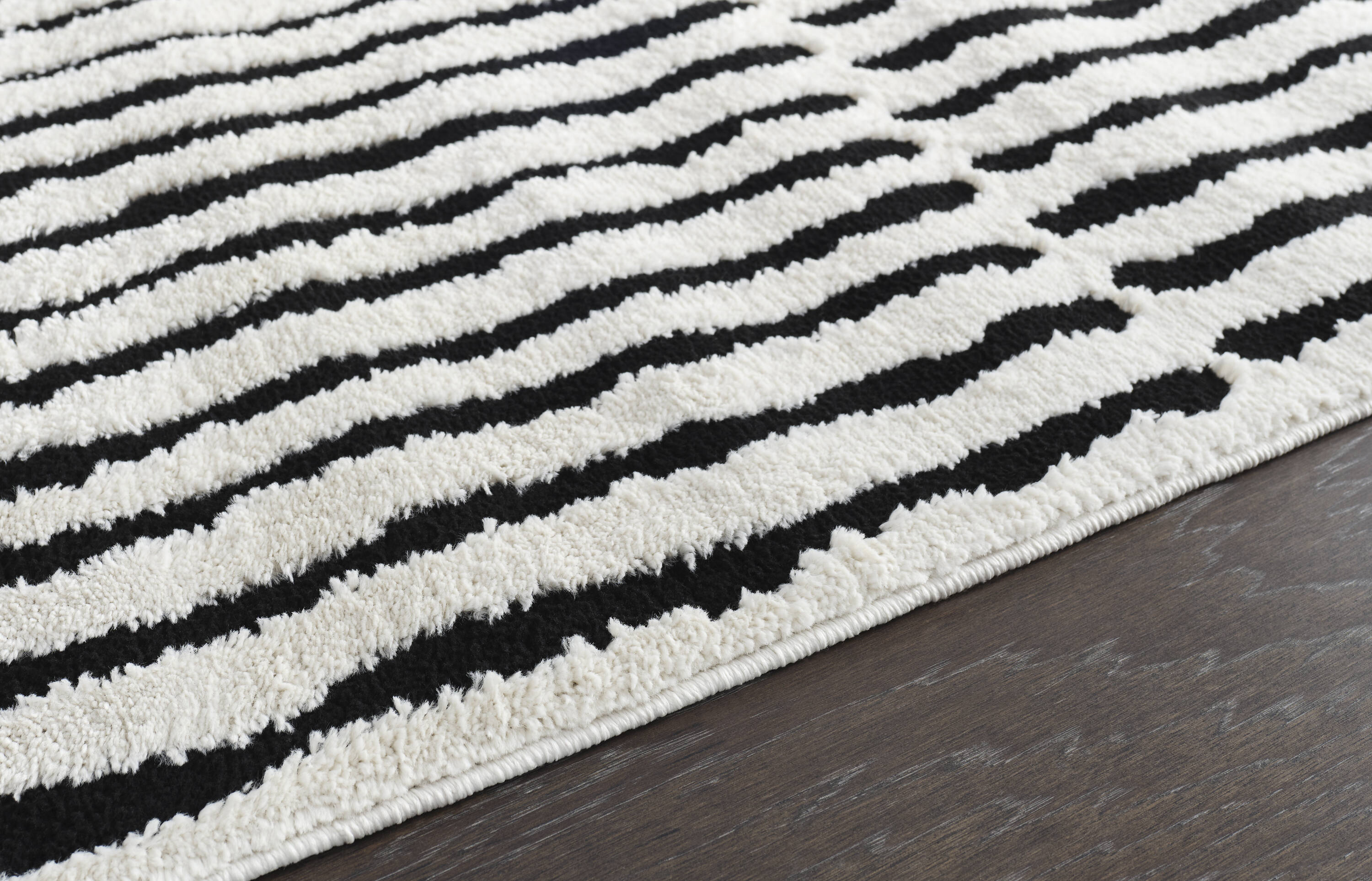 Origin 21 Obsidian Mirage 8 X 10 Ft Onyx White Indoor Stripe Moroccan Area Rug 670197 At