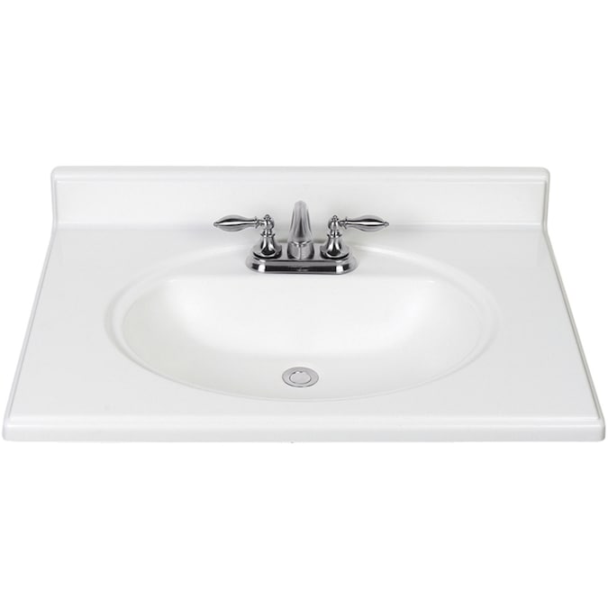 31 In White Cultured Marble Single Sink, How To Secure Cultured Marble Vanity Top