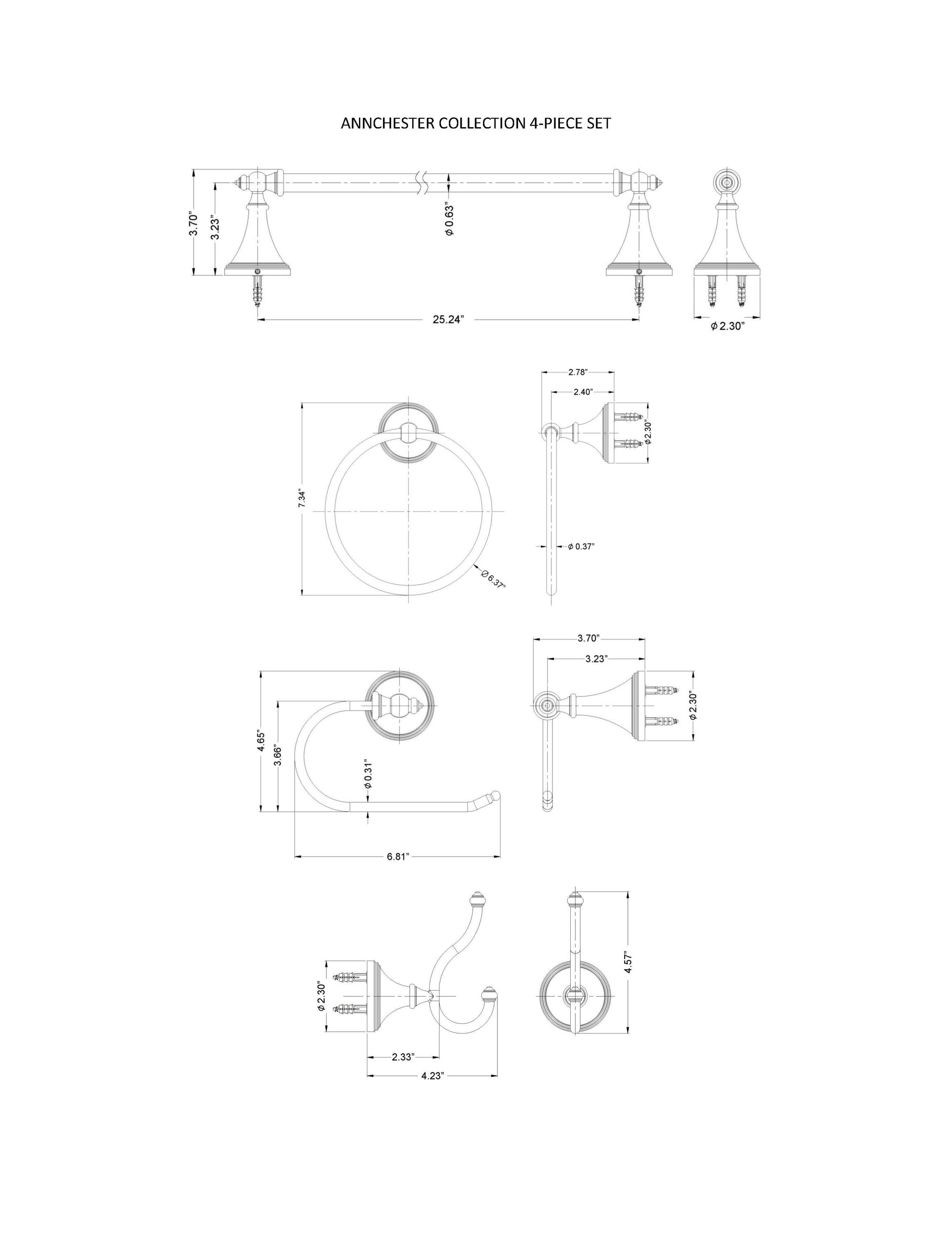 ARISTA 5302-4SET-BN Decorative-Bath-Hardware-Kits - View #7