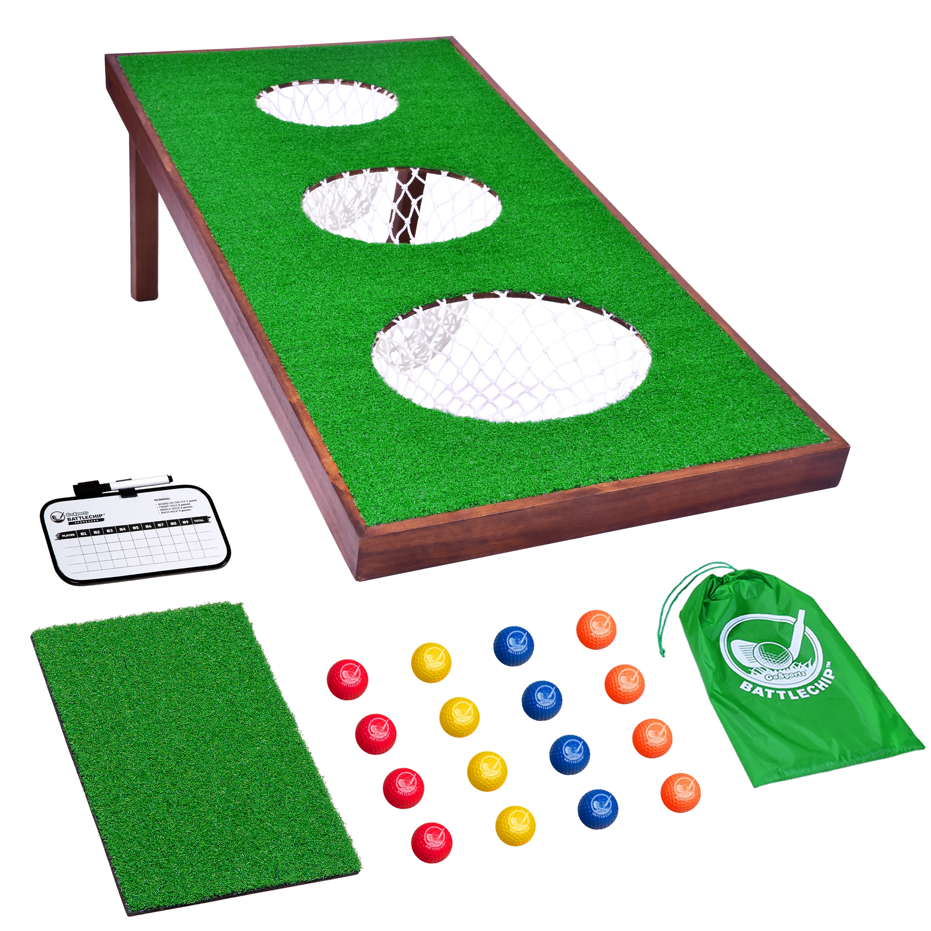 Golf Hitting Net Cornhole Game, Par 1 Set, Fun Golf Game for