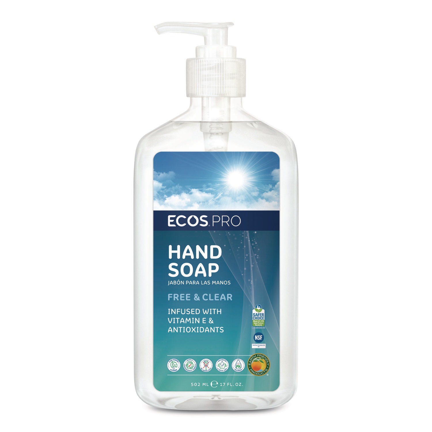 ECOS Liquid Hand Soap Free and Clear Scent 17 oz