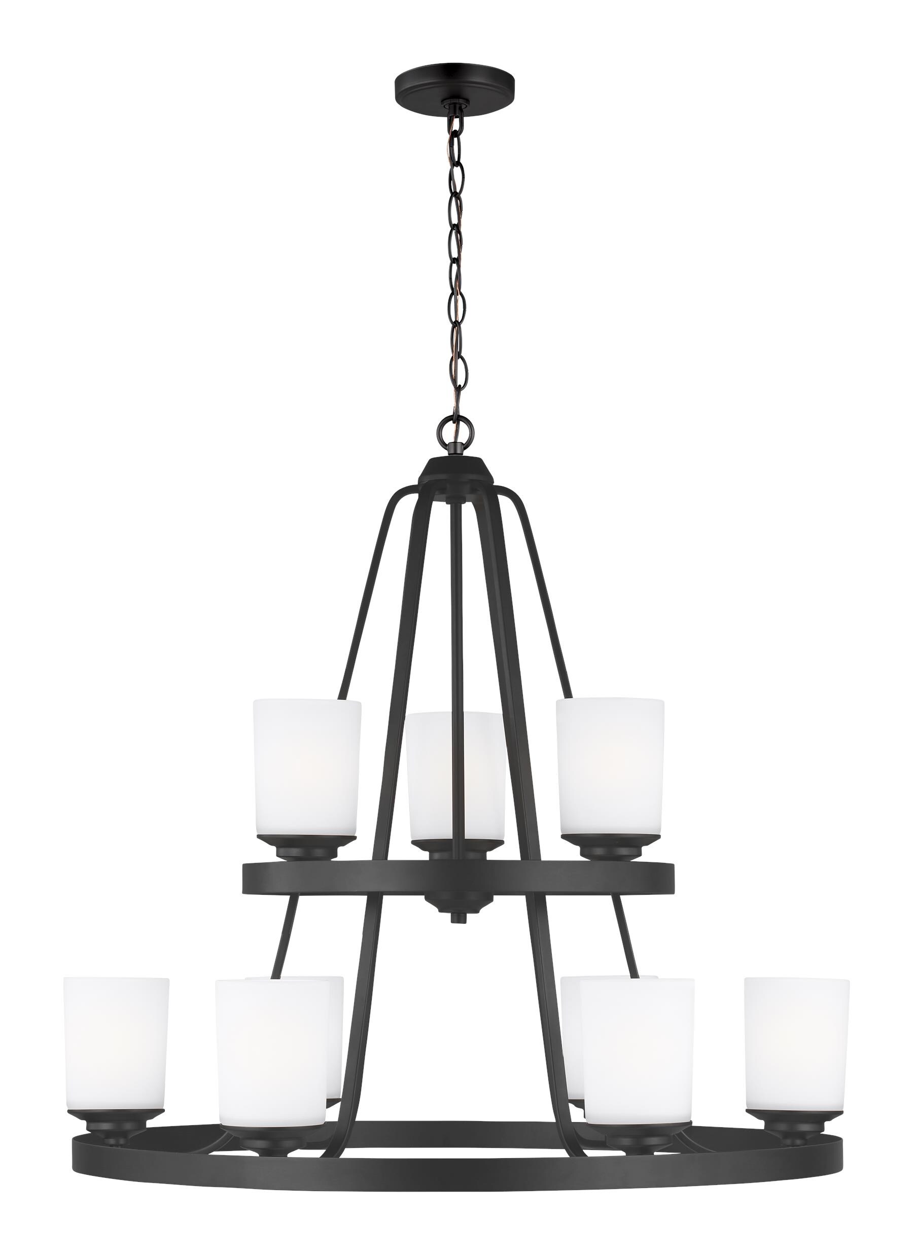 Generation Lighting 3130709-112 Kemal 9 -Light Black Transitional For Use in Dining Rooms, Foyers, Kitchens, Chandelier